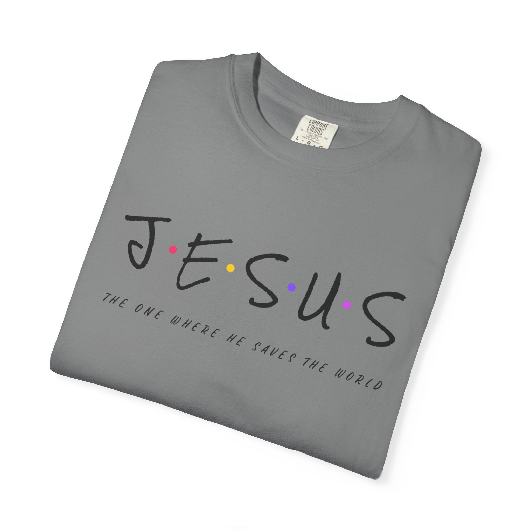 Jesus Graphic T-Shirt — 'Jesus' with Dots Faith Tee