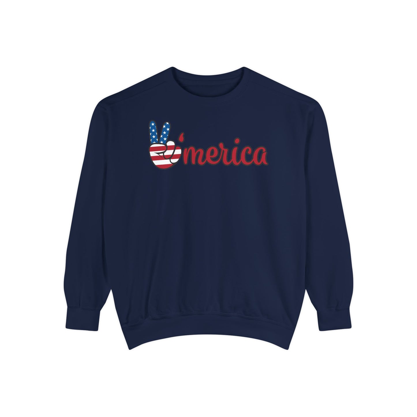 American Peace Sweatshirt, Unisex Garment-Dyed Hoodie, Patriotic Apparel, Trendy Fashion, Unique Gift for Holidays - The Bougie Pumpkin Boutique
