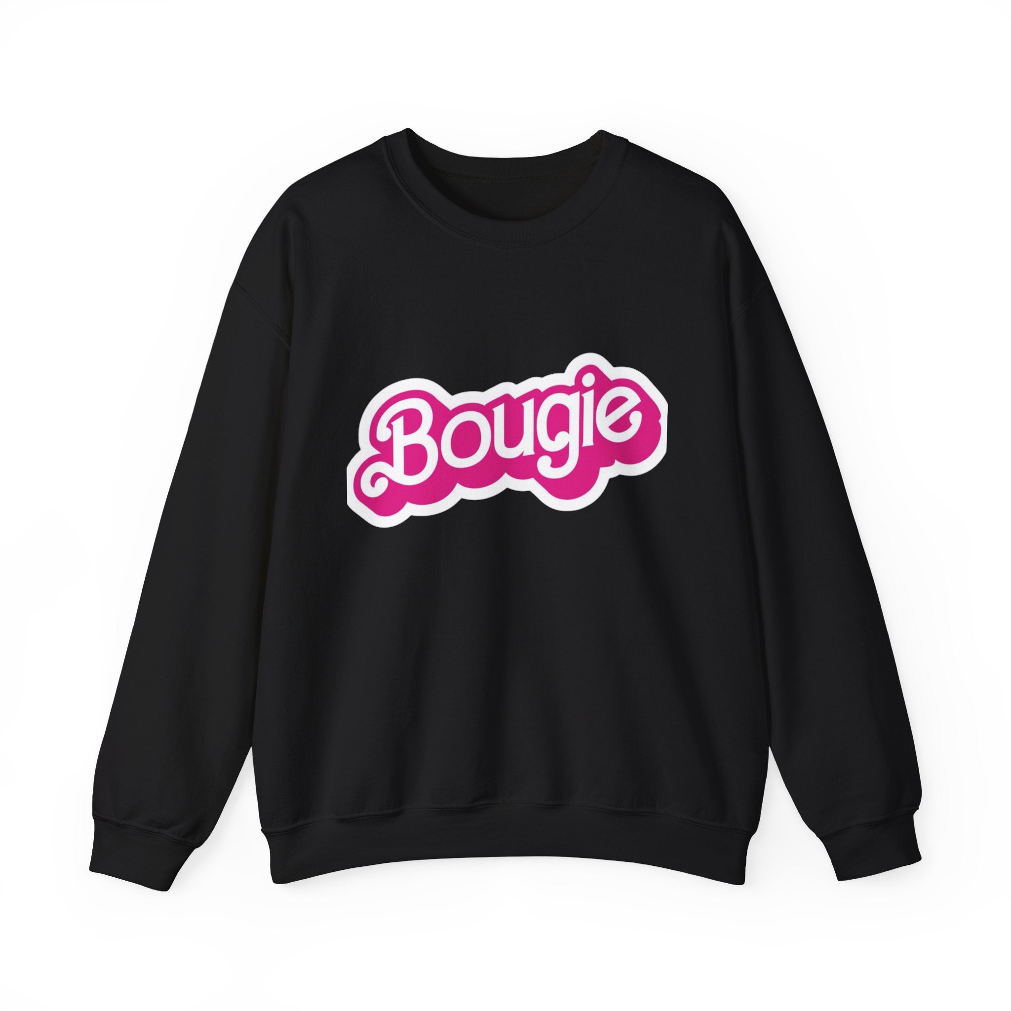 Bougie Crewneck Sweatshirt — Retro Pink Script Graphic