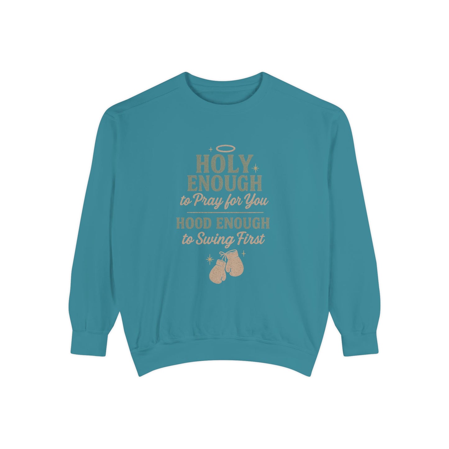 Sweatshirt - Holy, But Hood Unisex Garment-Dyed Pullover - The Bougie Pumpkin Boutique