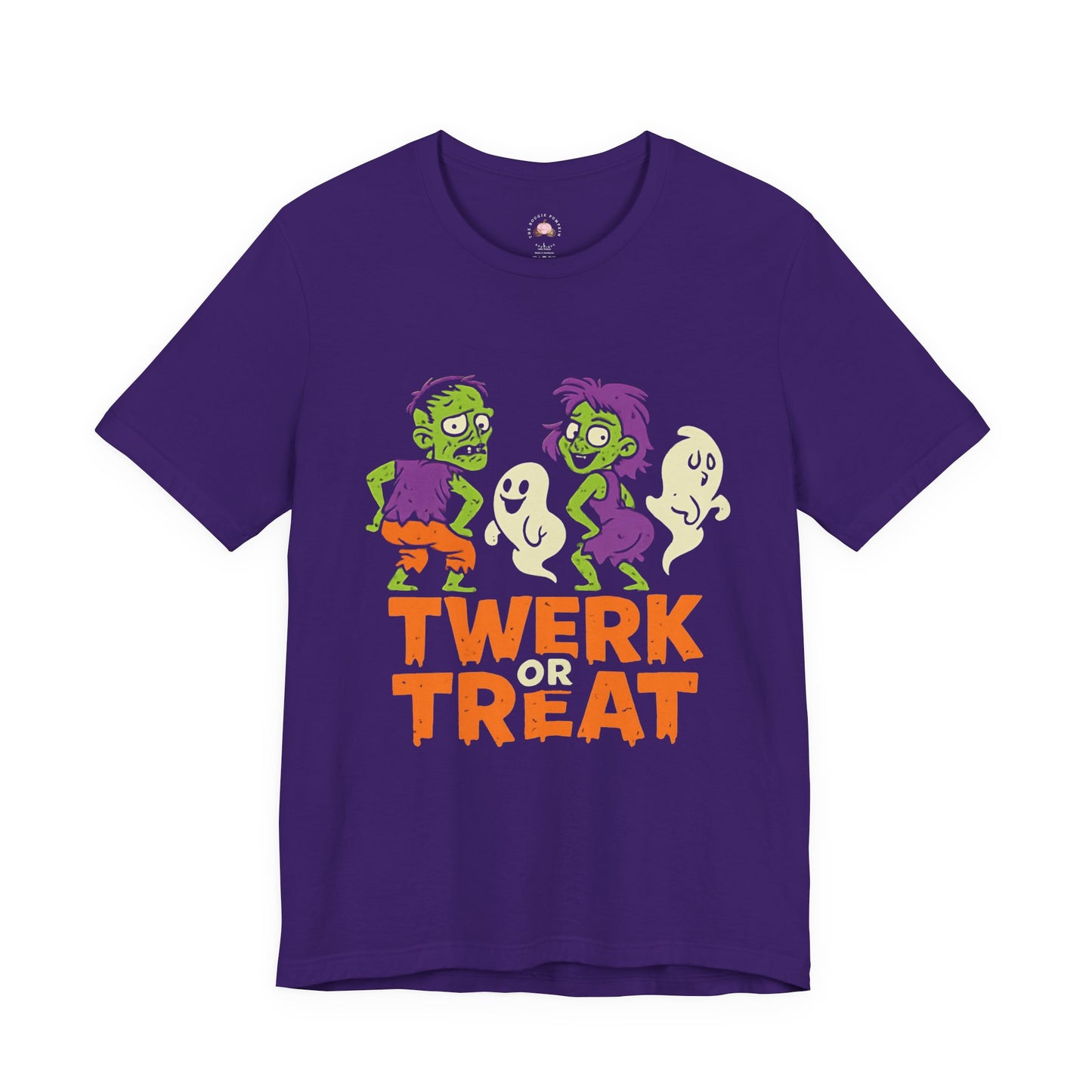 Halloween Fun Unisex Jersey Tee, T-Shirt for Halloween Parties, Funny Costume Tee, Trendy Unisex Tee, Twerk or Treat Design