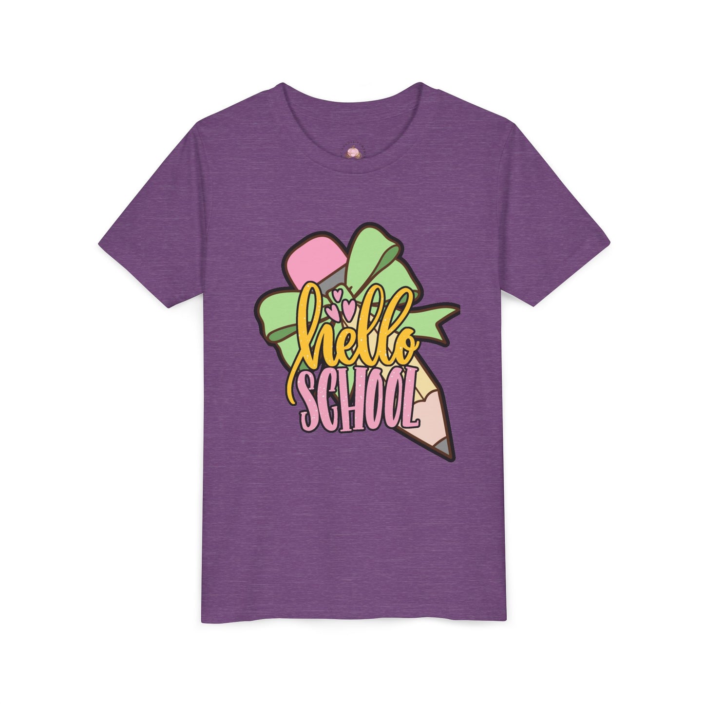 Girl's Youth Short Sleeve Tee - Hello School Design