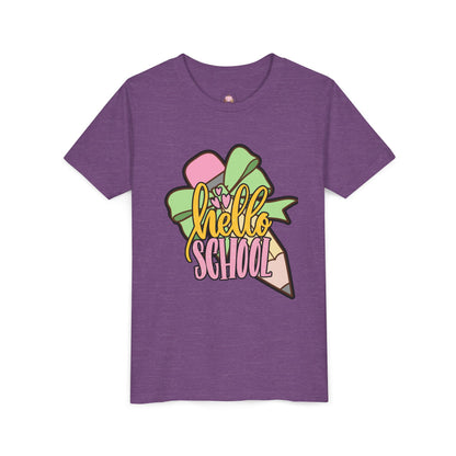 Girl's Youth Short Sleeve Tee - Hello School Design