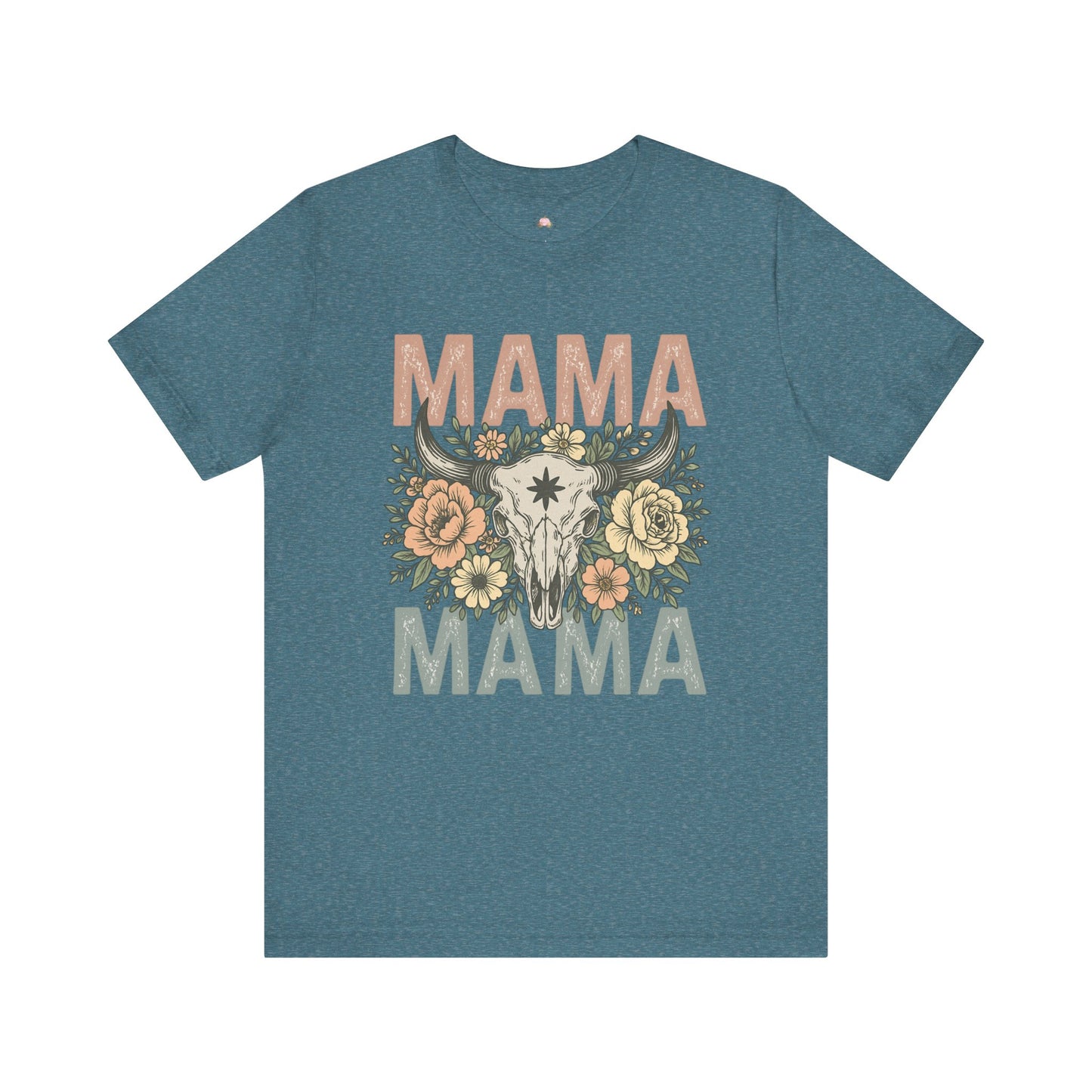 Western Floral “MAMA” Graphic Tee – Southern Boho Cow Skull Shirt - The Bougie Pumpkin Boutique