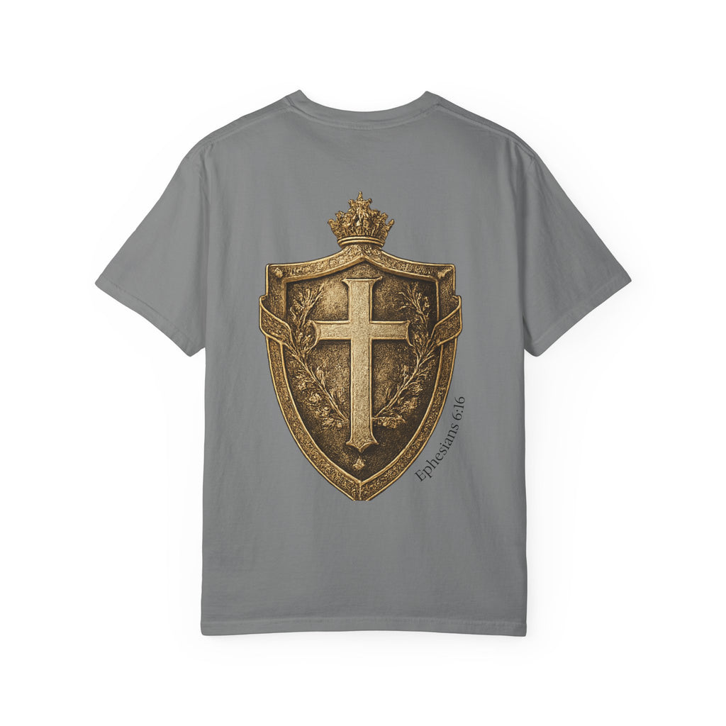 Christian Shield T-Shirt — Vintage Cross Emblem Tee