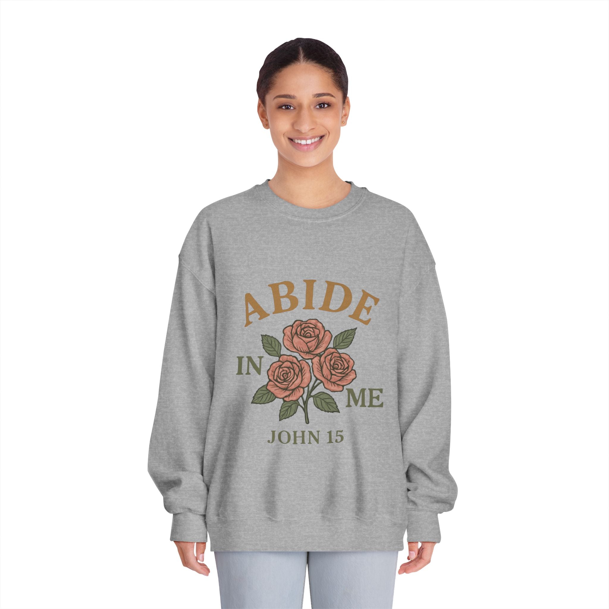 Abide in Me Sweatshirt | John 15 Scripture Crewneck | Faith & Fire Collection – The Bougie Pumpkin Boutique
