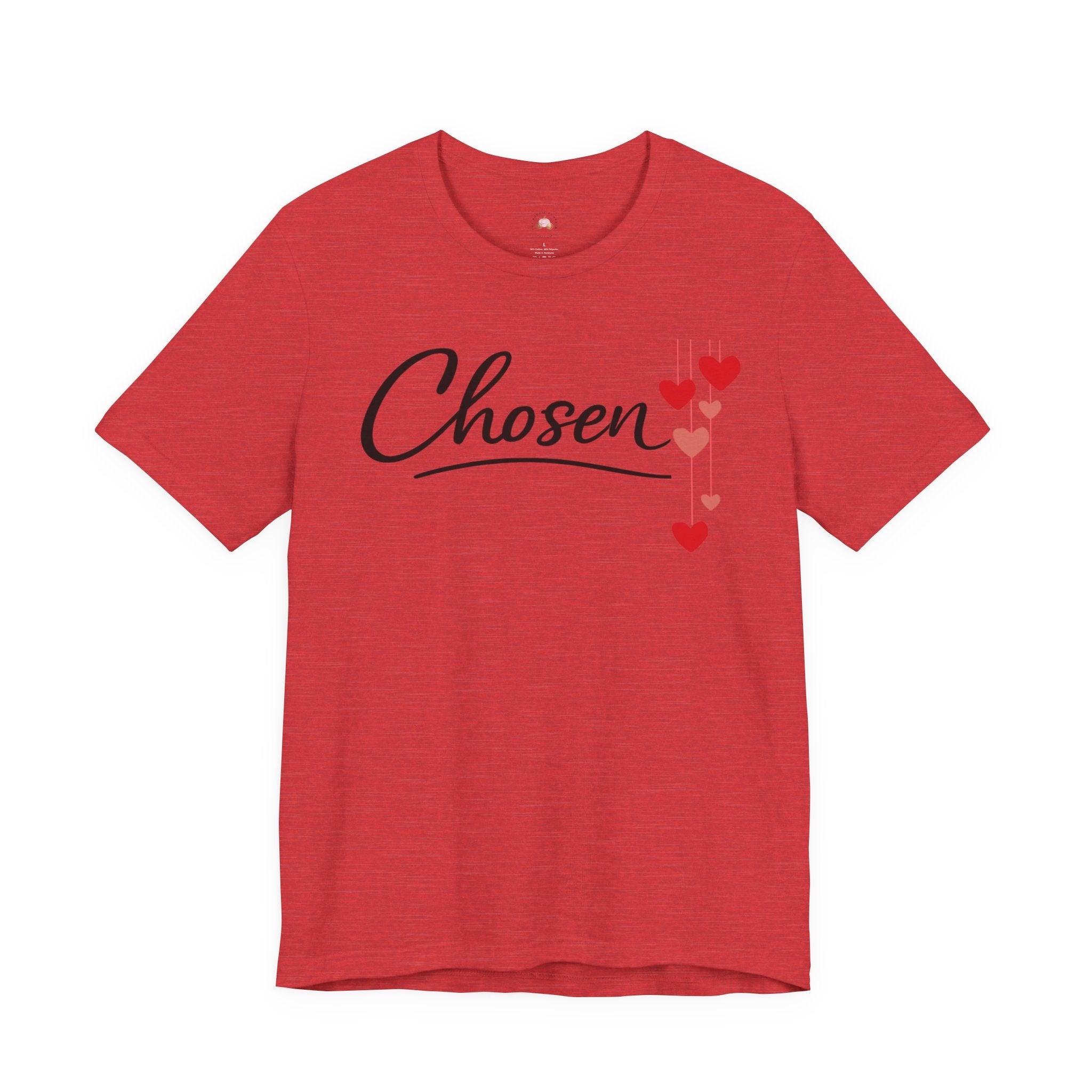 Chosen Hearts T-Shirt — 'Chosen' Script Tee with Falling Hearts