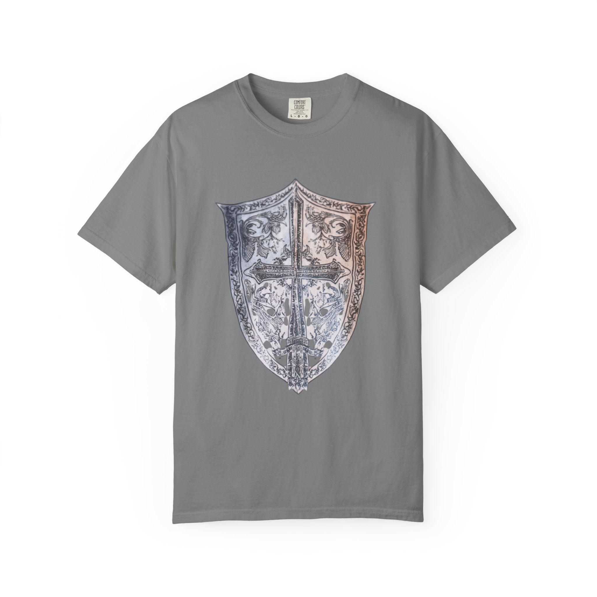 Medieval Cross Shield Graphic T-Shirt — Vintage Knight Crest Tee
