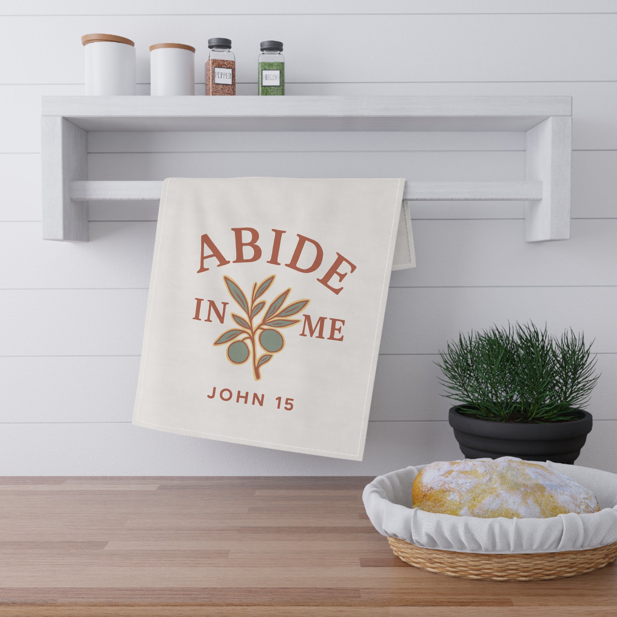 Abide in Me Tea Towel | John 15 Scripture Kitchen Decor – The Bougie Pumpkin Boutique
