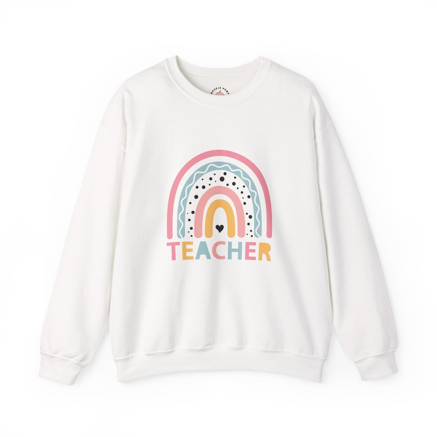 Rainbow Teacher Crewneck Sweatshirt - Cozy Gift for Educators, Back to School, Teacher Appreciation, Classroom Wear, Cute Sweatshirt