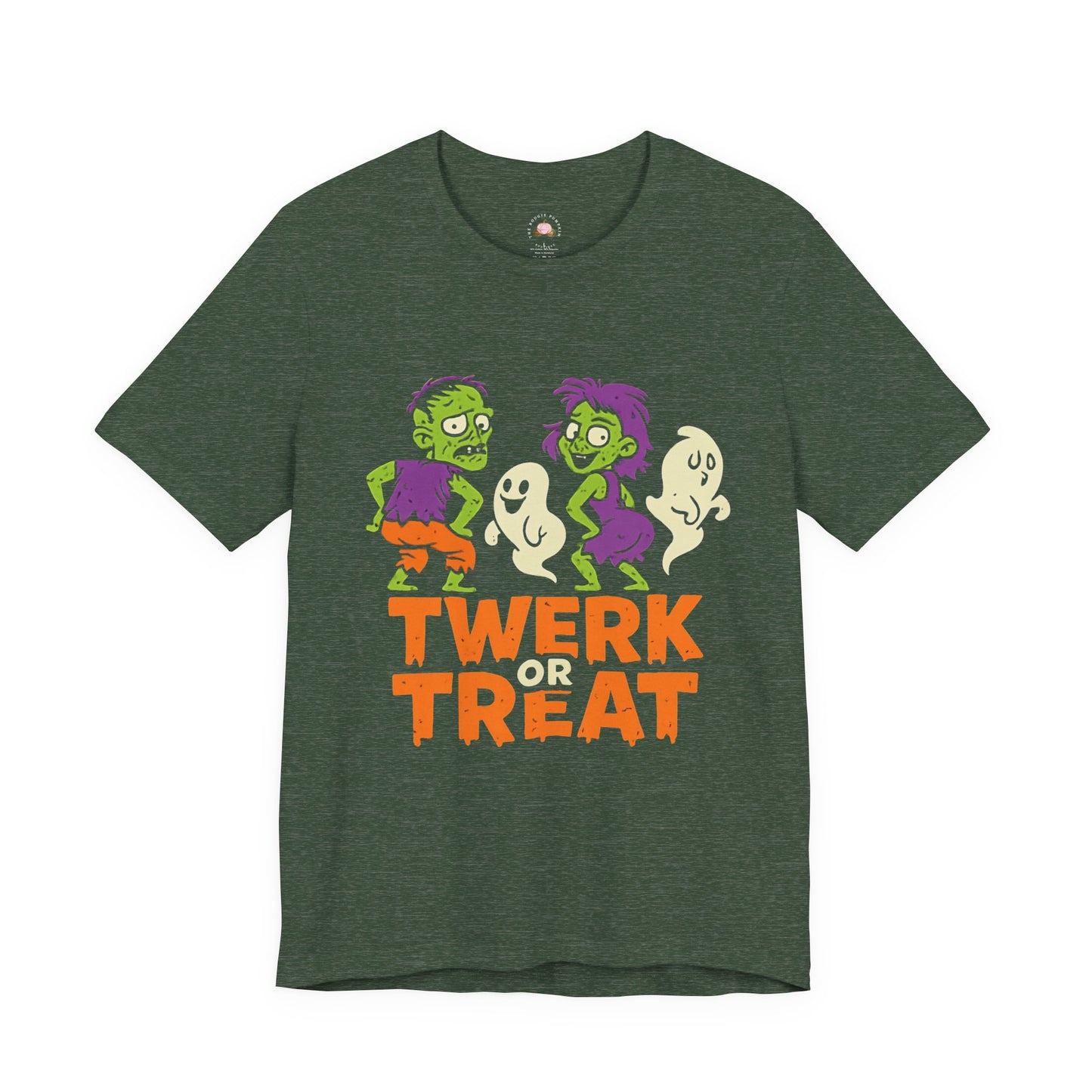 Halloween Fun Unisex Jersey Tee, T-Shirt for Halloween Parties, Funny Costume Tee, Trendy Unisex Tee, Twerk or Treat Design