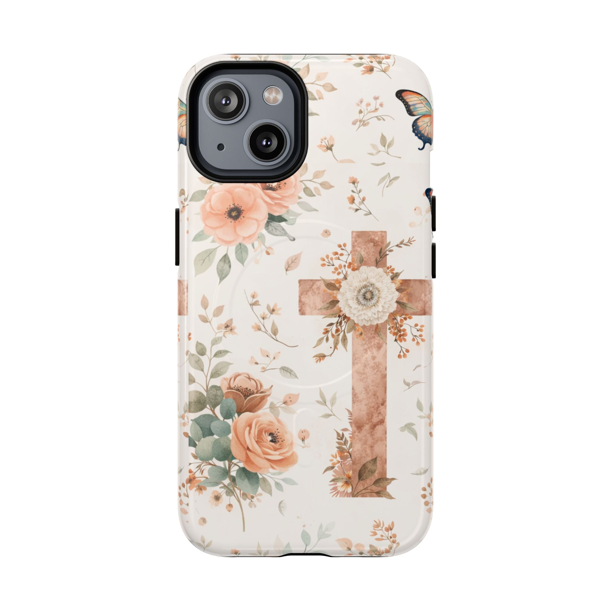 Floral Cross Phone Case — Tough Magnetic Christian iPhone Cover