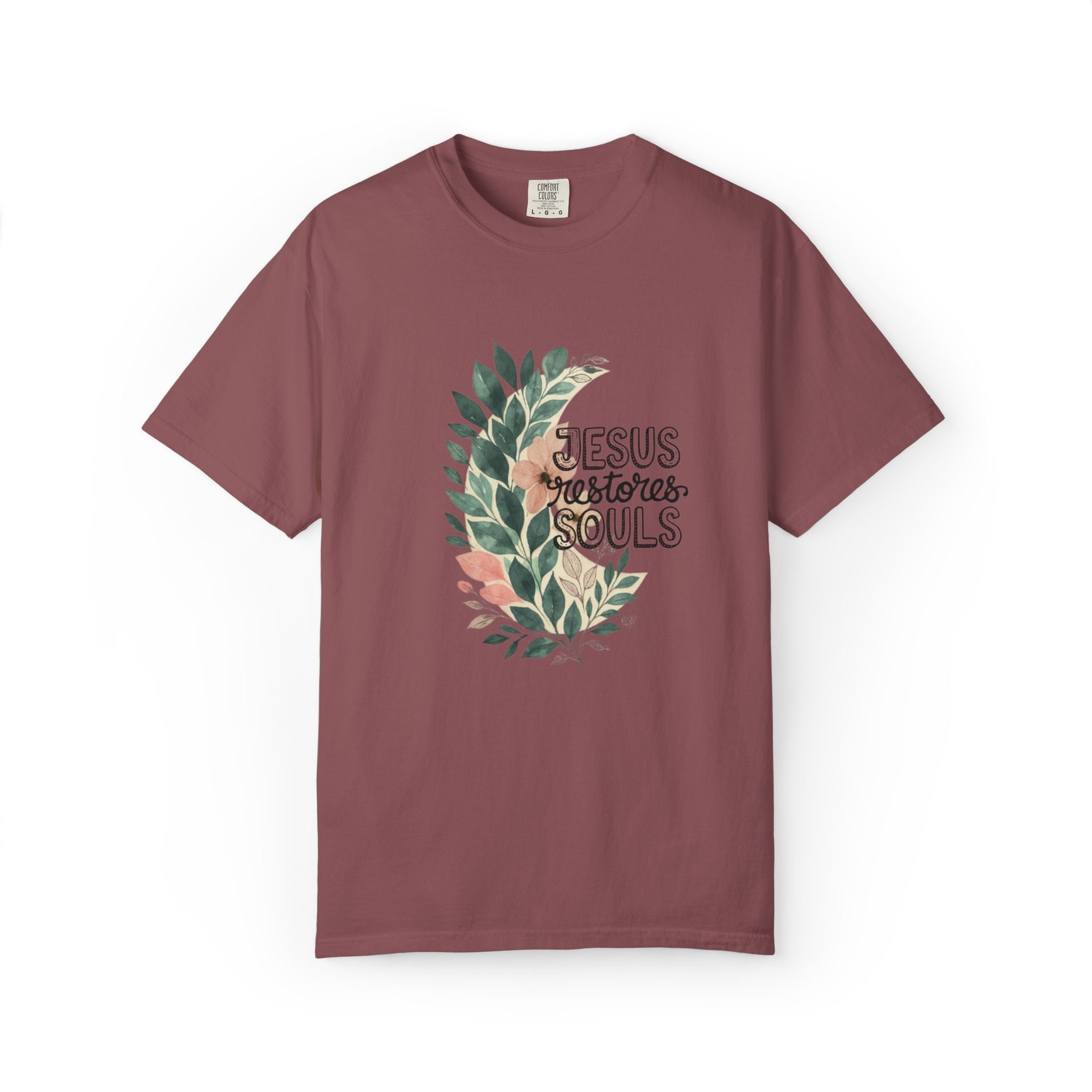 Floral Christian T-Shirt - Jesus Restores My Soul