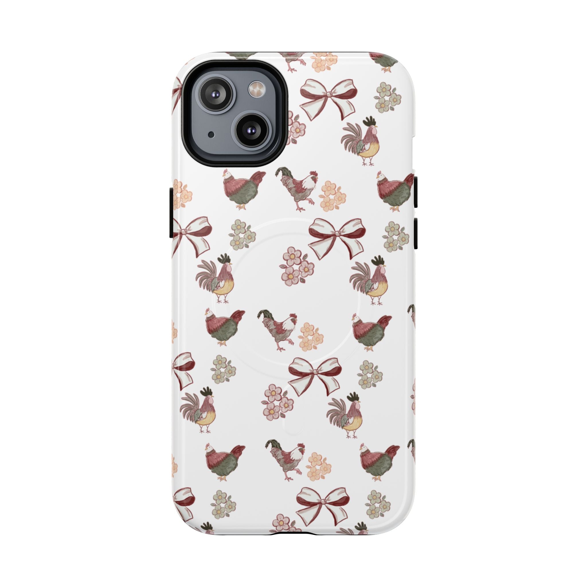 Rooster Bow Floral Phone Case — Tough Magnetic Protective iPhone Cover