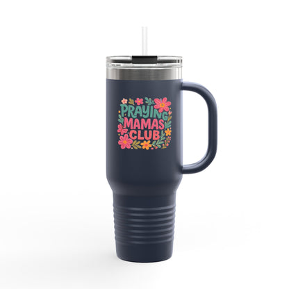 Praying Mamas Club 40oz Insulated Travel Mug | Floral Christian Tumbler for Busy Moms – The Bougie Pumpkin Boutique - The Bougie Pumpkin Boutique
