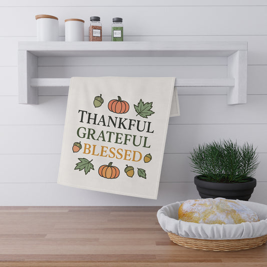 Thankful Grateful Blessed Tea Towel | Autumn Kitchen Decor | Farmhouse Fall Collection – The Bougie Pumpkin Boutique - The Bougie Pumpkin Boutique