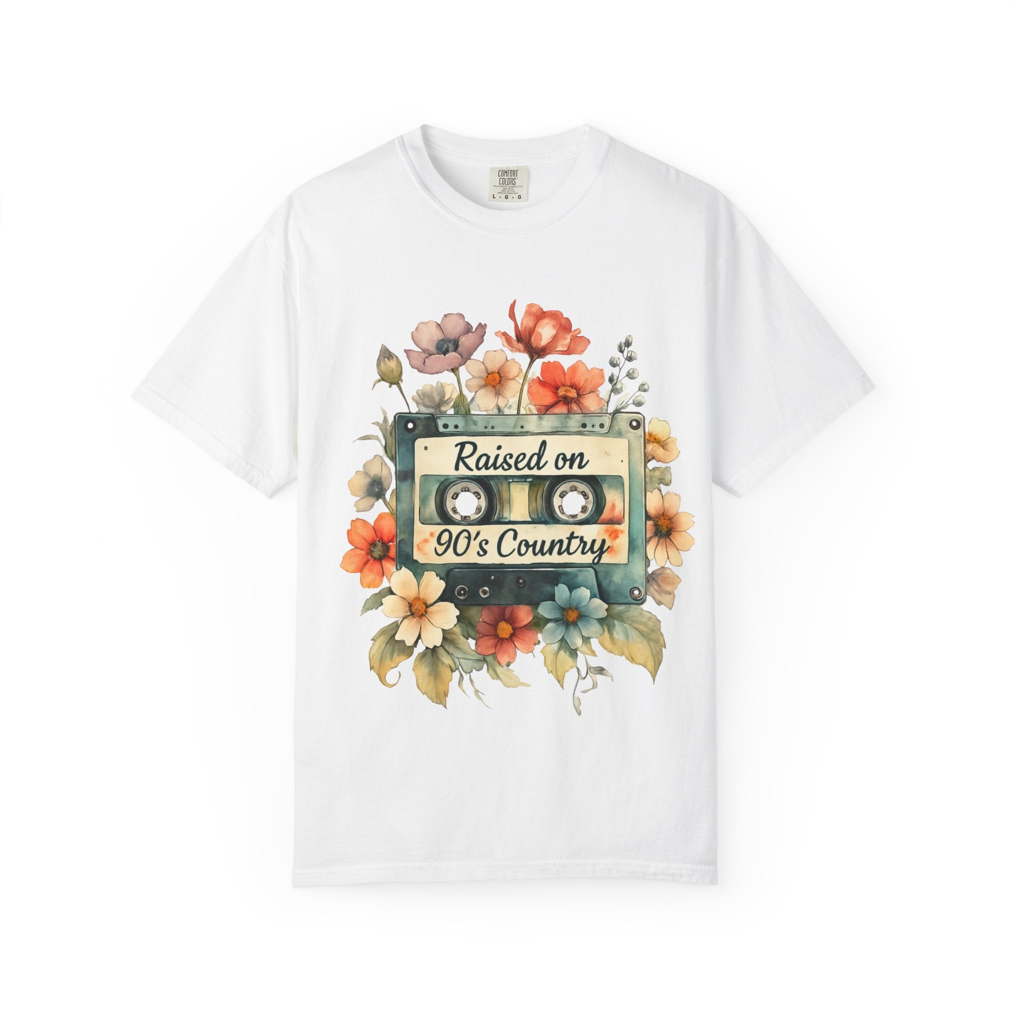 Raised on 90's Country T-Shirt — Vintage Cassette Floral Tee for Country Music Fans