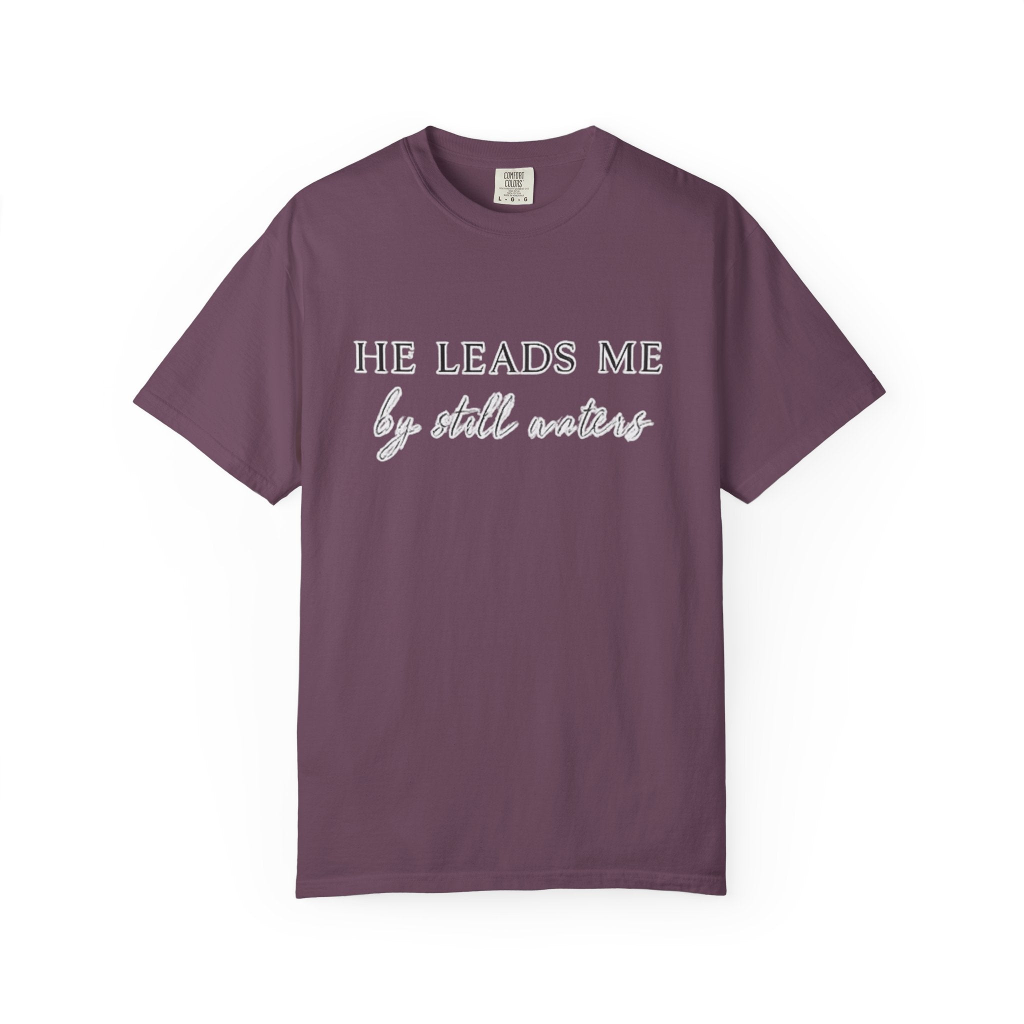 Christian T-Shirt "He Leads Me" — Inspirational Faith Tee