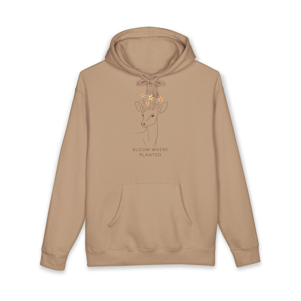 Floral Deer Hoodie — "Bloom Where Planted" Cozy Graphic Sweatshirt