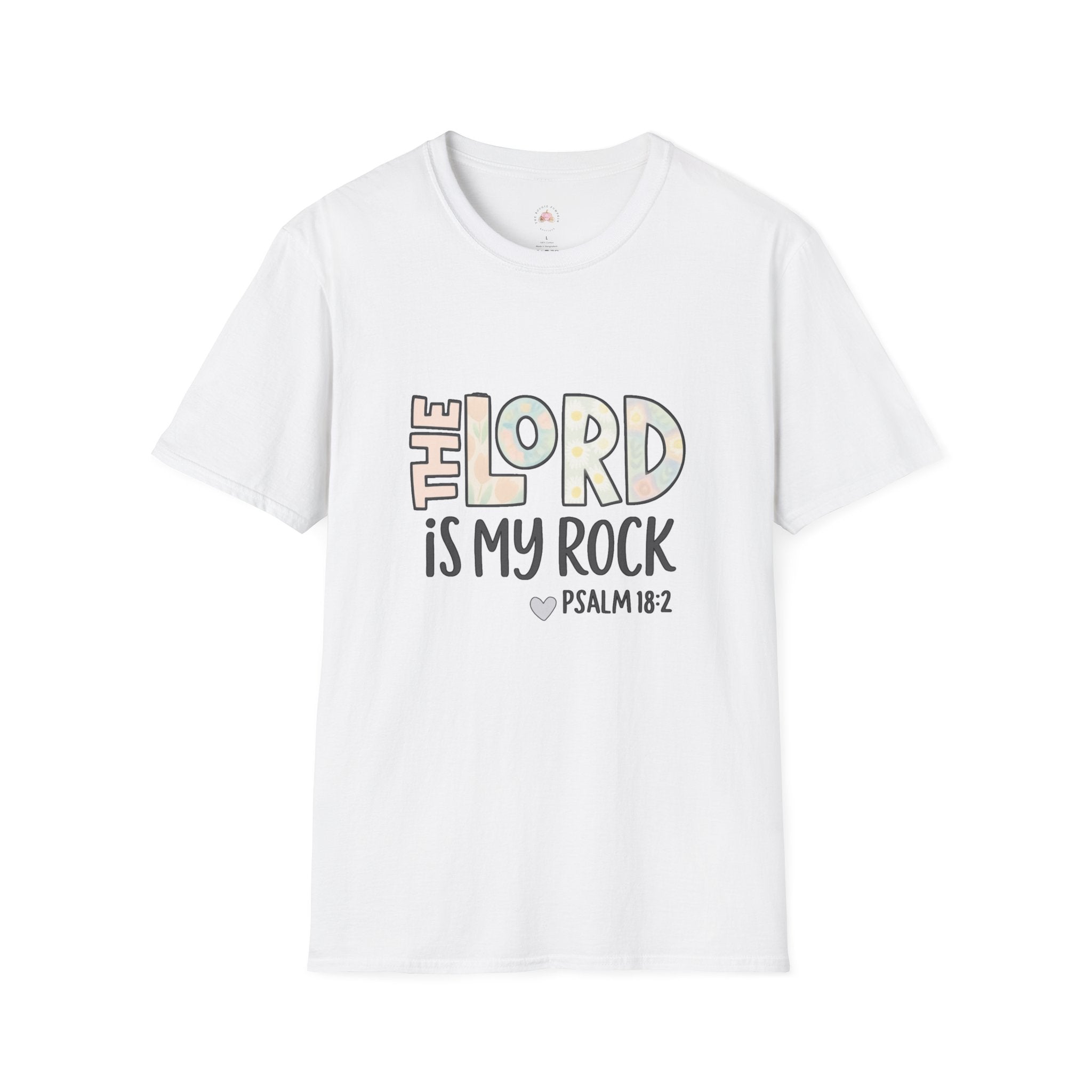 Christian T-Shirt — “The Lord Is My Rock” Psalm 18:2 Inspirational Tee