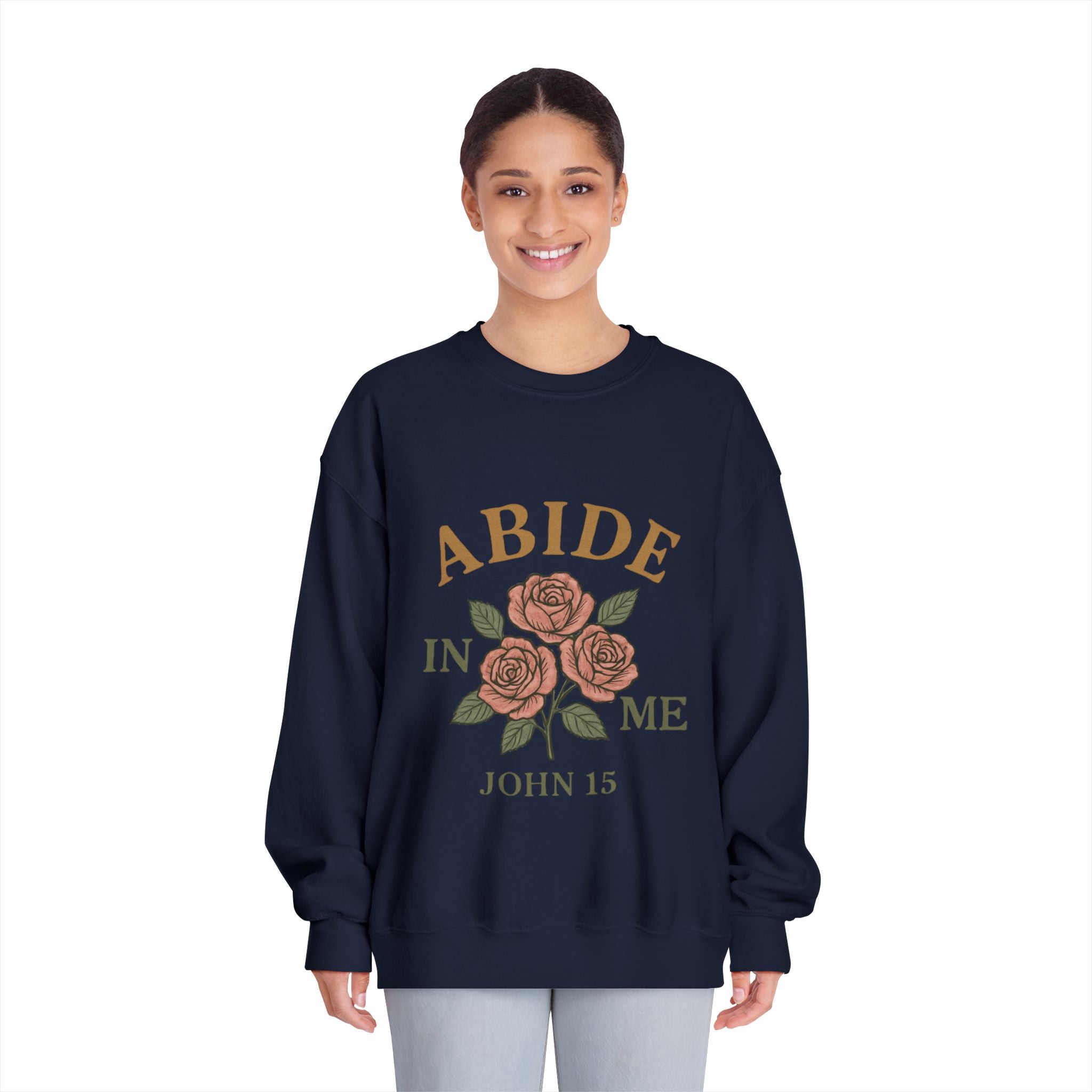 Abide in Me Sweatshirt | John 15 Scripture Crewneck | Faith & Fire Collection – The Bougie Pumpkin Boutique