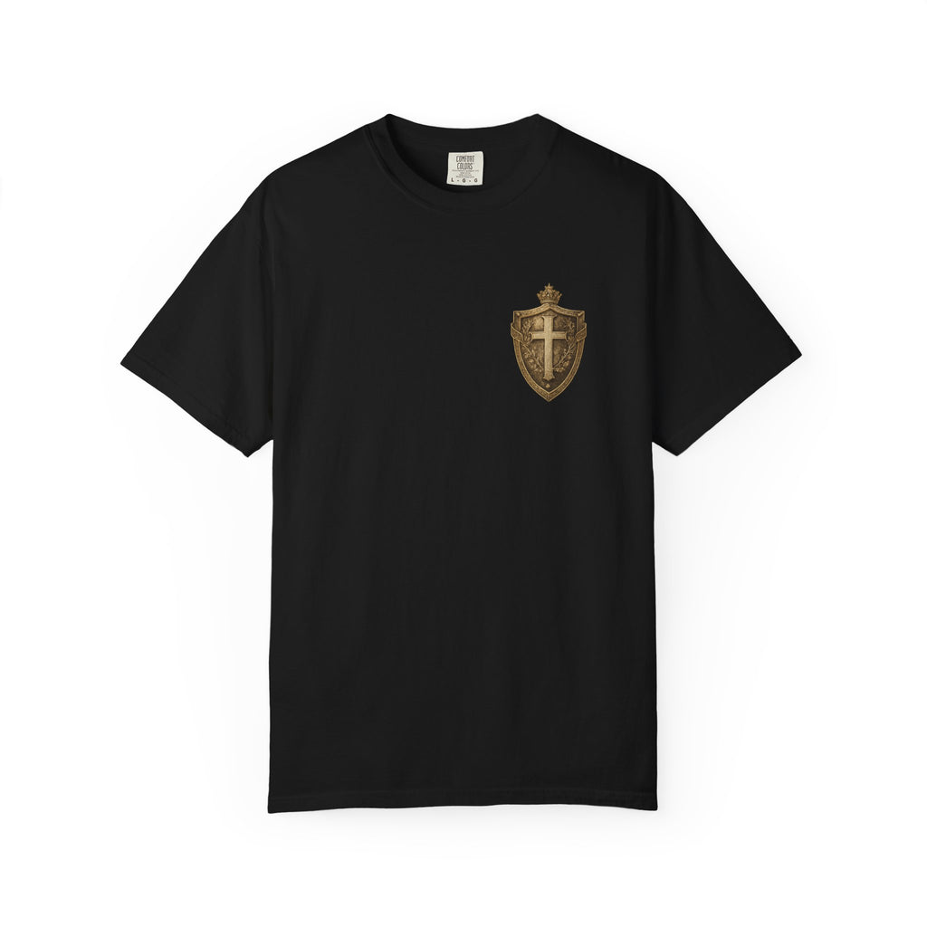 Christian Shield T-Shirt — Vintage Cross Emblem Tee