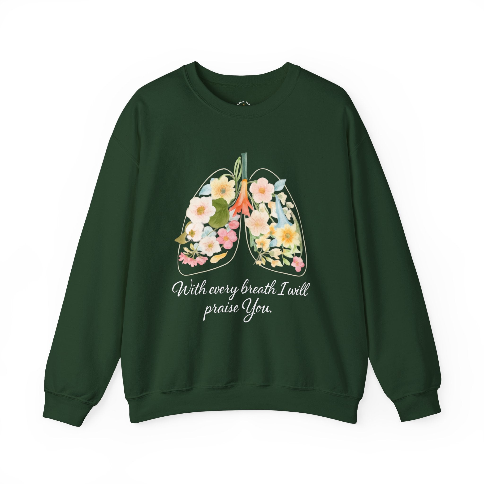 Yahweh Crewneck Sweatshirt — "With Every Breath I Will Praise You" Inspirational Pullover