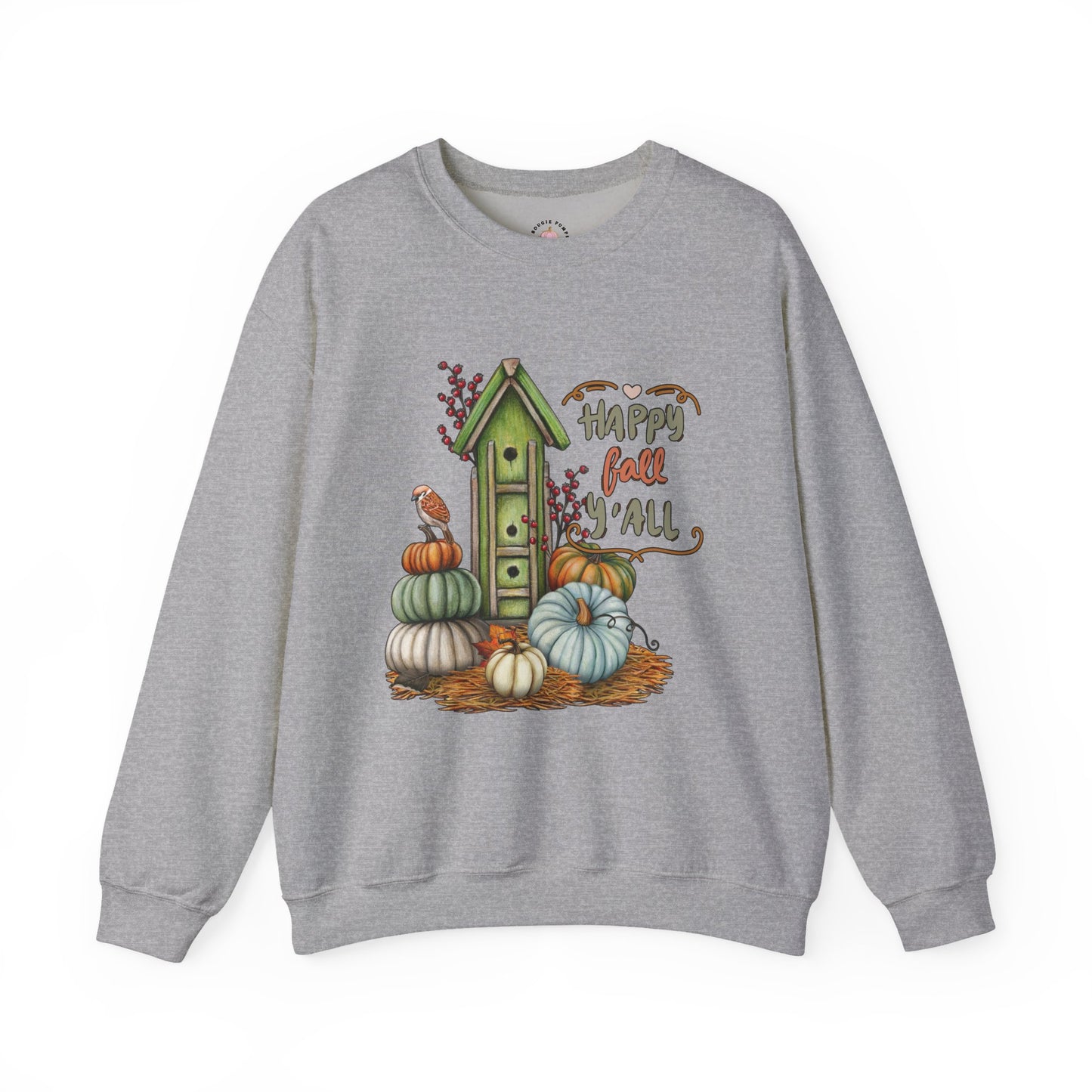 Happy Fall Unisex Crewneck Sweatshirt, Cozy Autumn Apparel, Thanksgiving Gift, Pumpkin Season Sweater, Fall Fashion Top