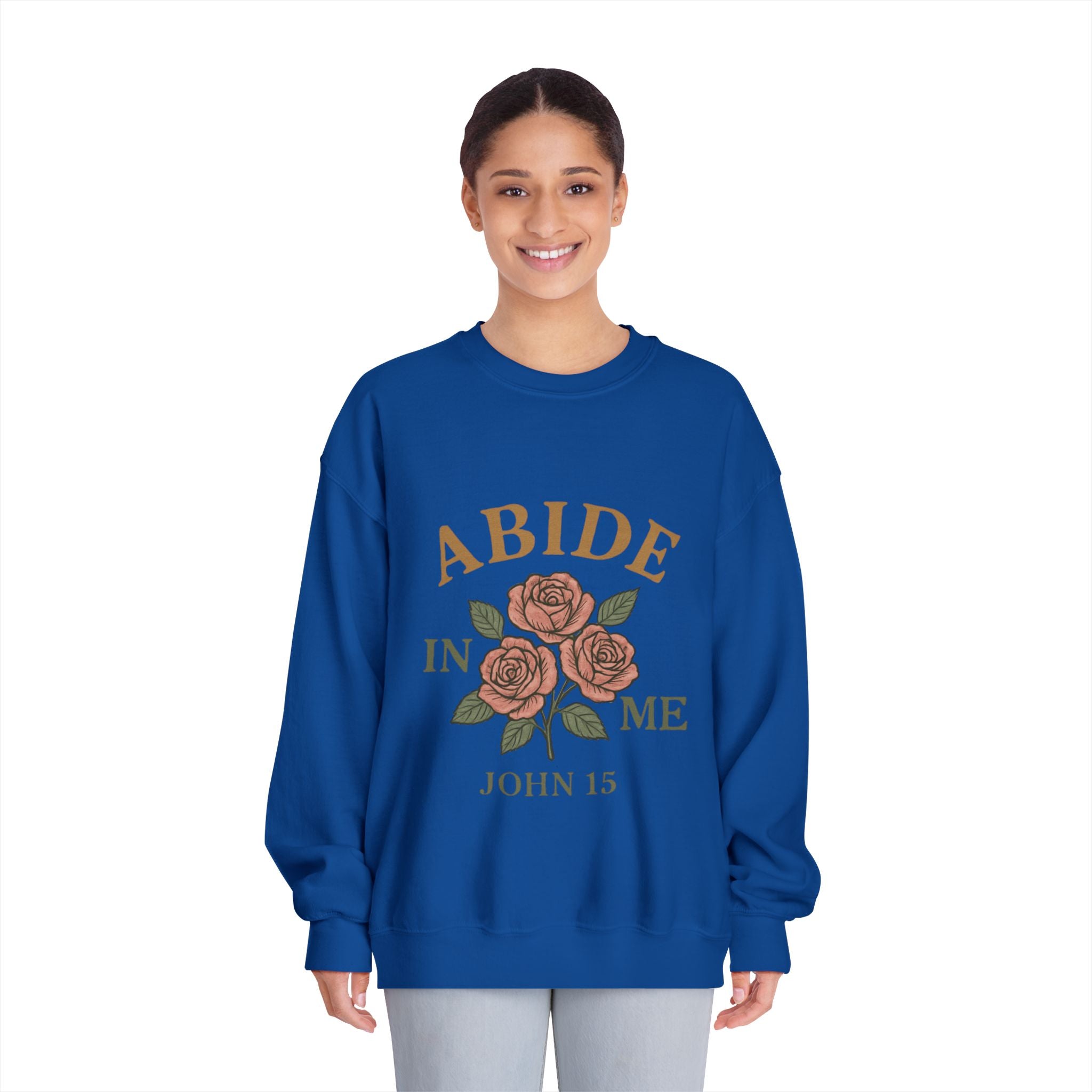 Abide in Me Sweatshirt | John 15 Scripture Crewneck | Faith & Fire Collection – The Bougie Pumpkin Boutique
