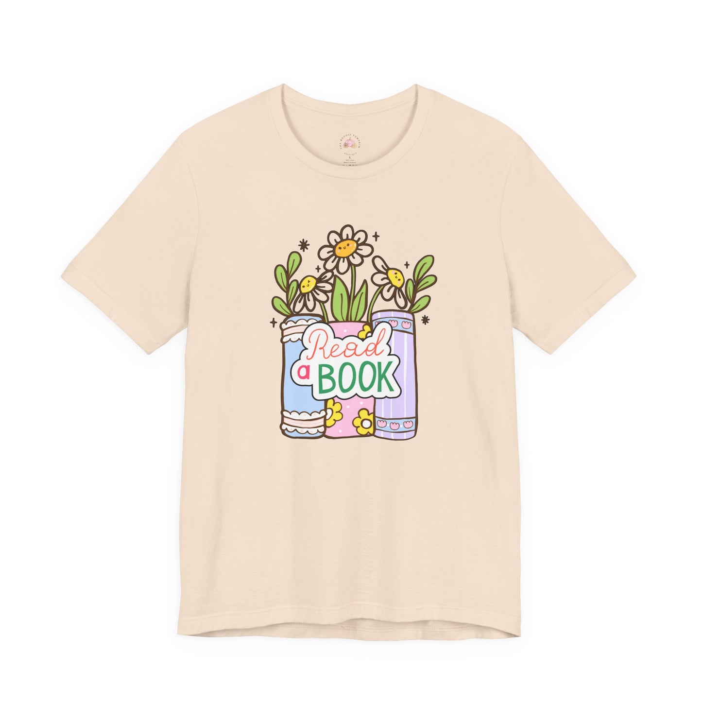 Whimsical Reading Tee, Cute Book Lover Shirt, Gift for Readers, Flower Graphic Tee, Summer Casual Wear, Literary Lover T-shirt
