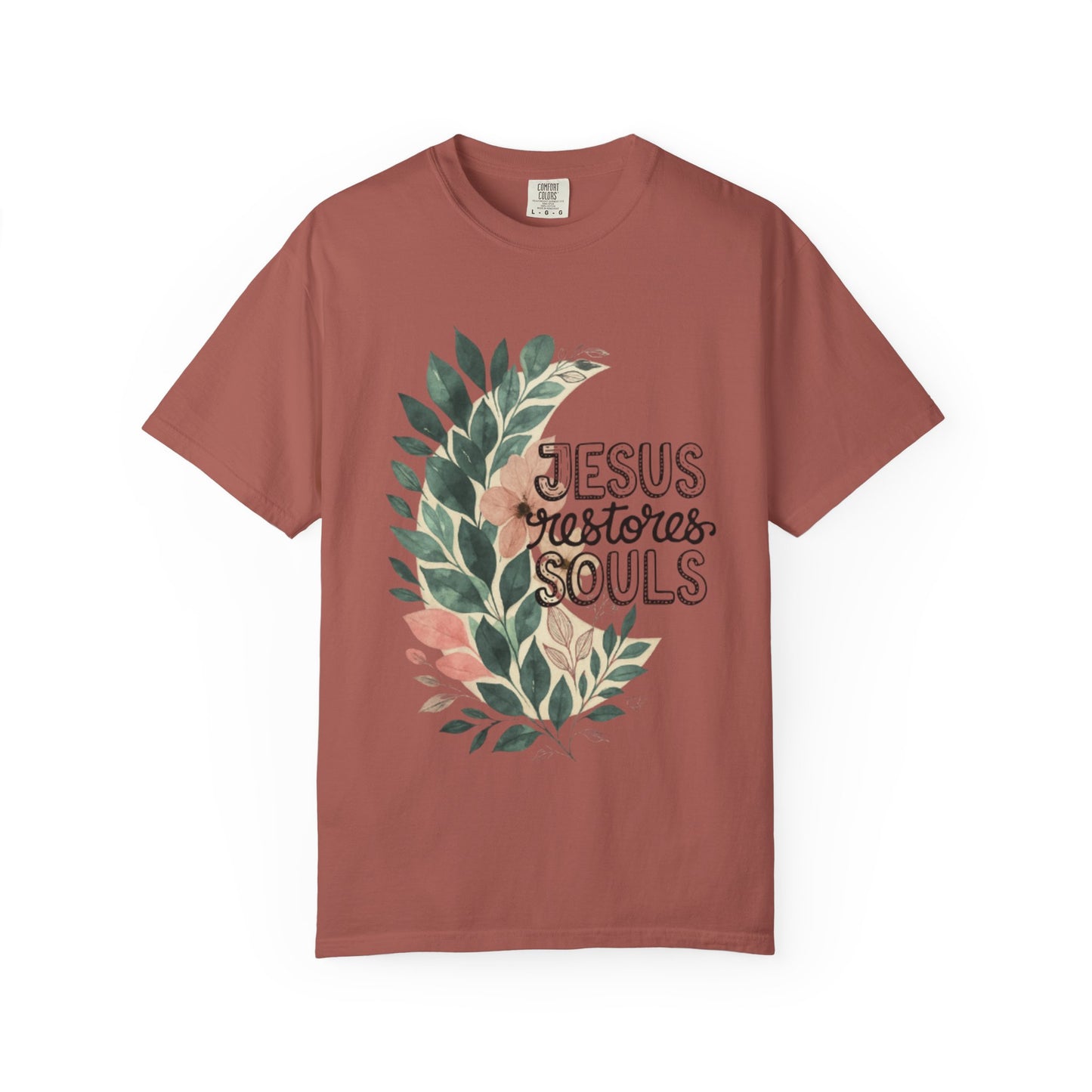 Floral Christian T-Shirt - Jesus Restores My Soul