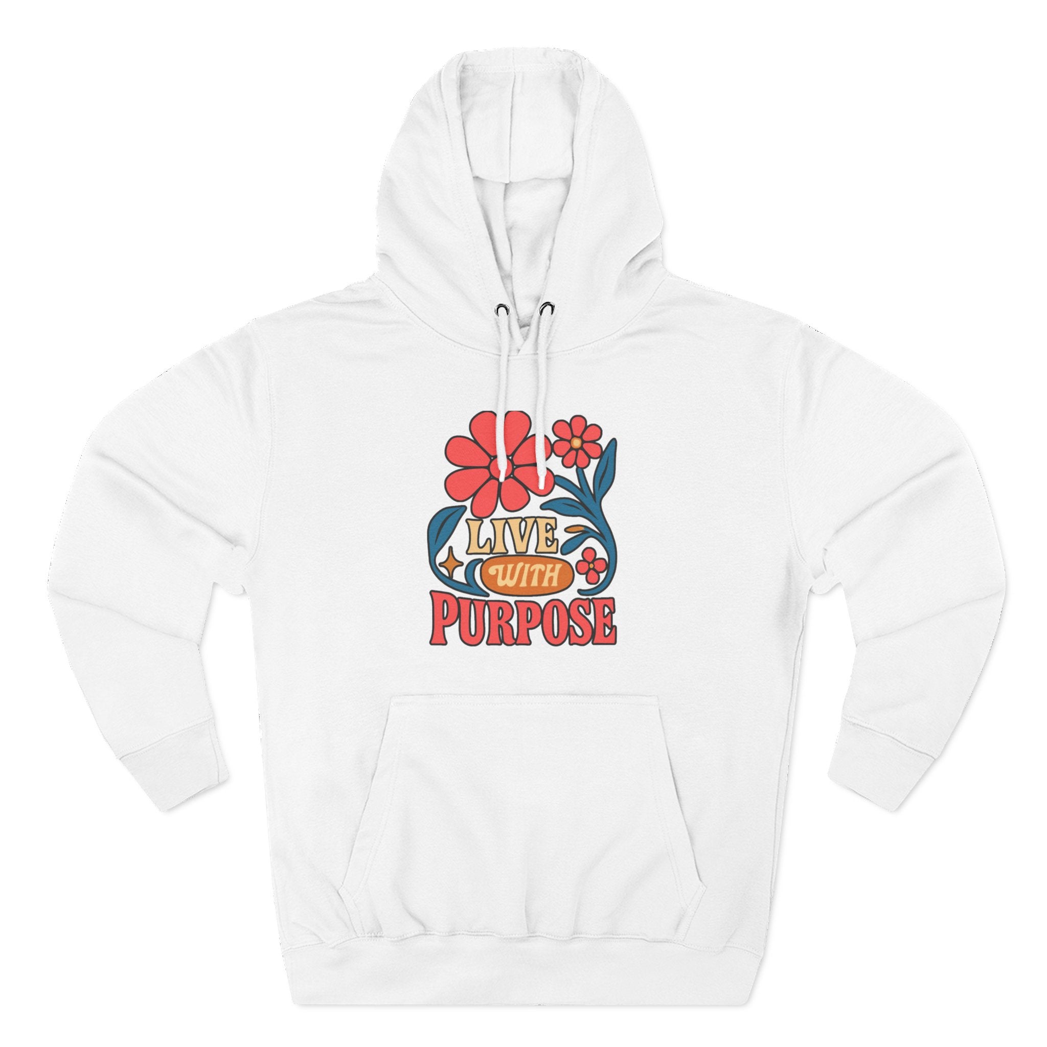 Live With Purpose Hoodie - Retro Floral Inspirational Pullover
