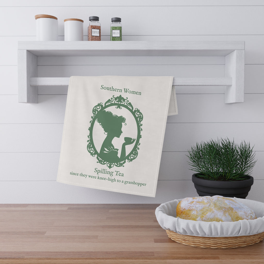 Tea Towel — Southern Women Spilling Tea Vintage Silhouette Kitchen Towel
