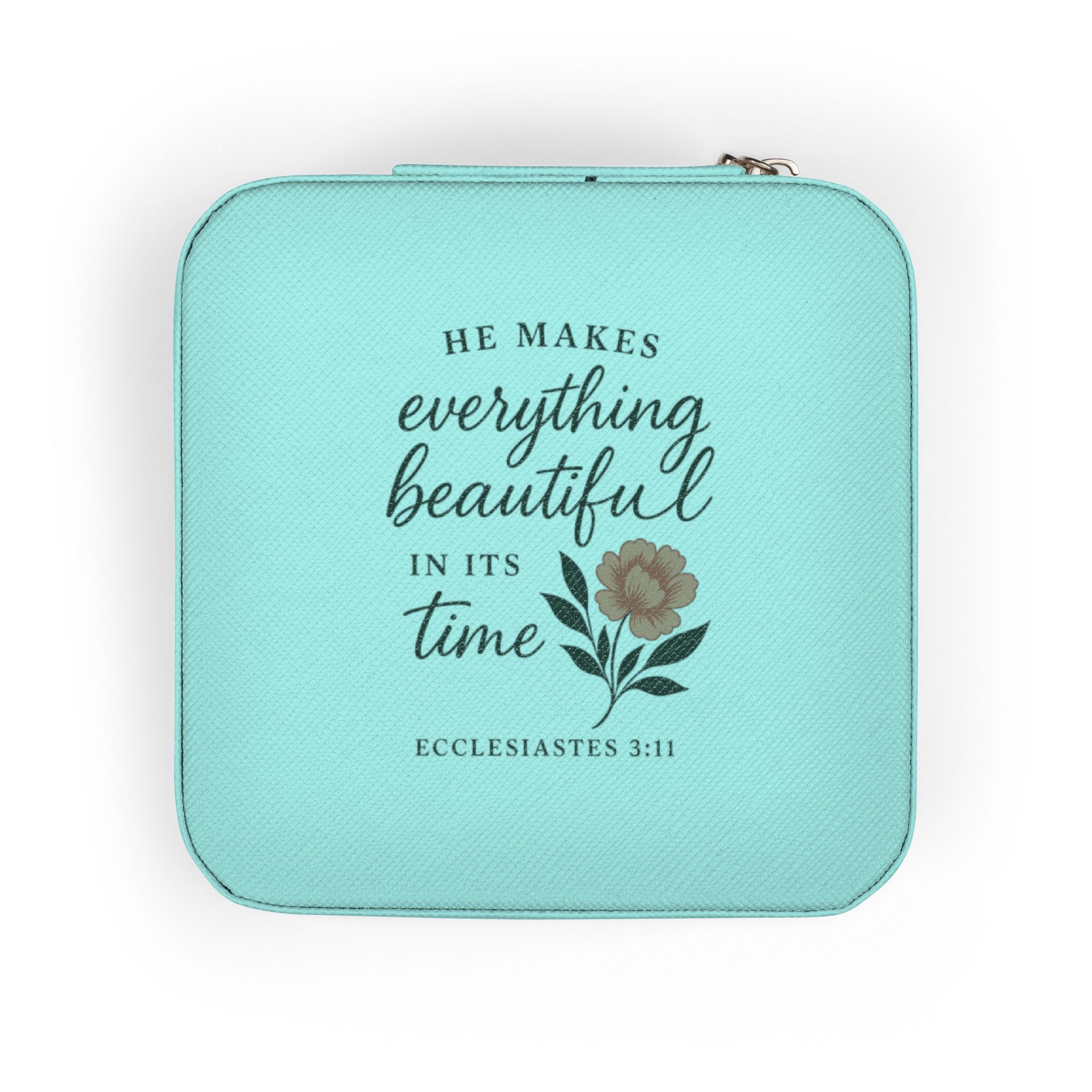 Rose Quote Jewelry Travel Case — Compact Organizer for Rings, Earrings & Necklaces