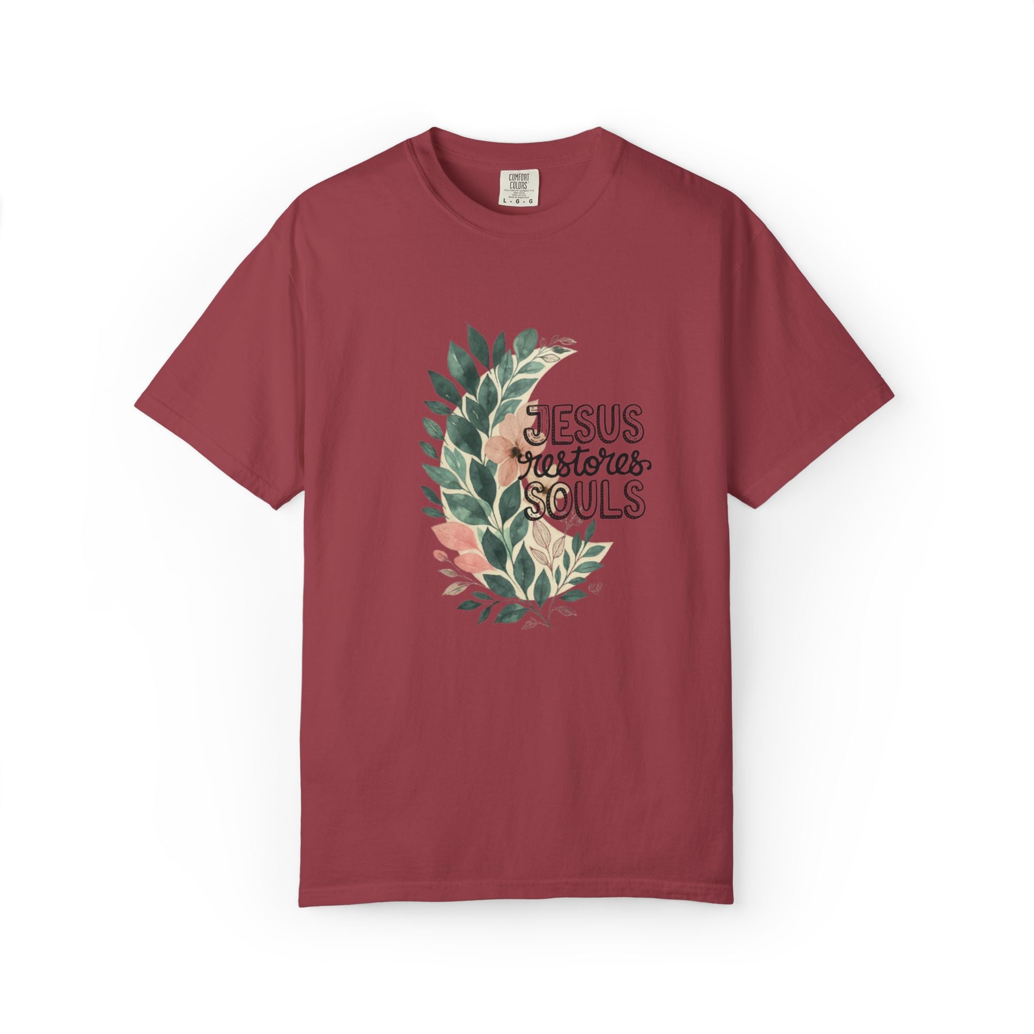 Floral Christian T-Shirt - Jesus Restores My Soul