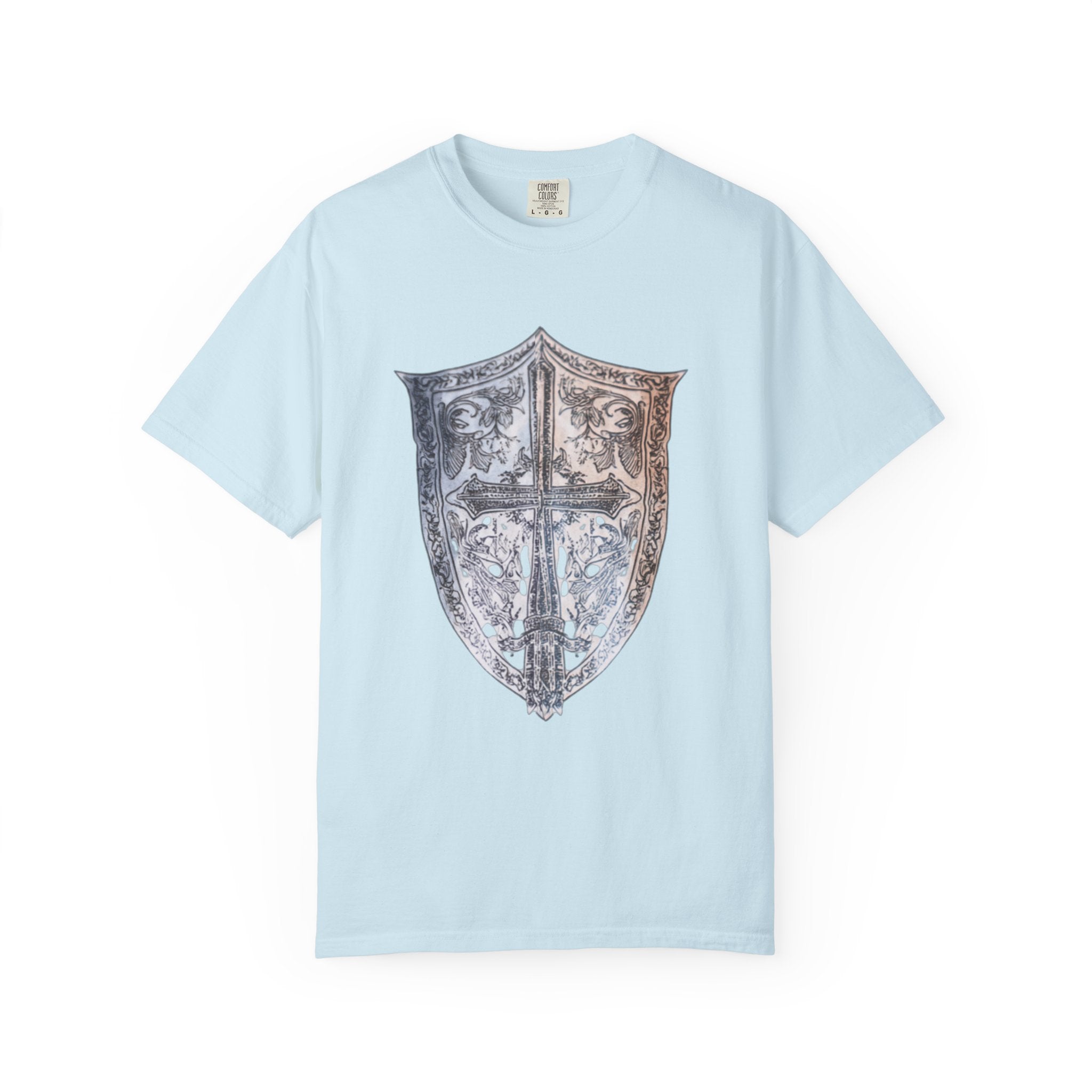Medieval Cross Shield Graphic T-Shirt — Vintage Knight Crest Tee