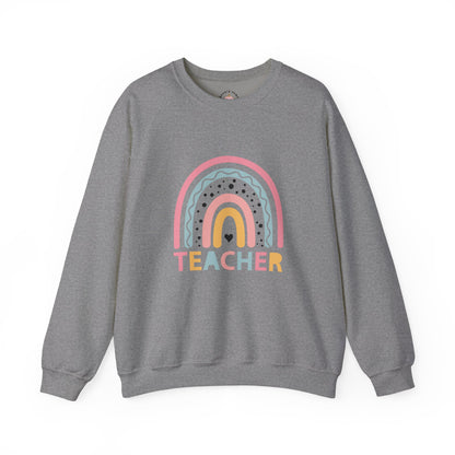 Rainbow Teacher Crewneck Sweatshirt - Cozy Gift for Educators, Back to School, Teacher Appreciation, Classroom Wear, Cute Sweatshirt