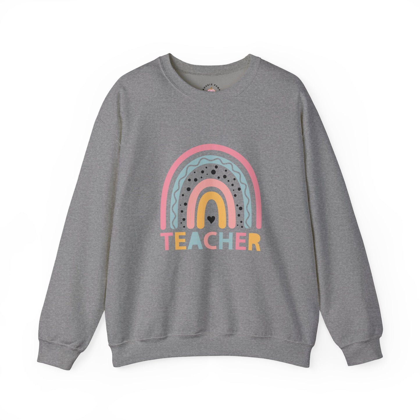 Rainbow Teacher Crewneck Sweatshirt - Cozy Gift for Educators, Back to School, Teacher Appreciation, Classroom Wear, Cute Sweatshirt