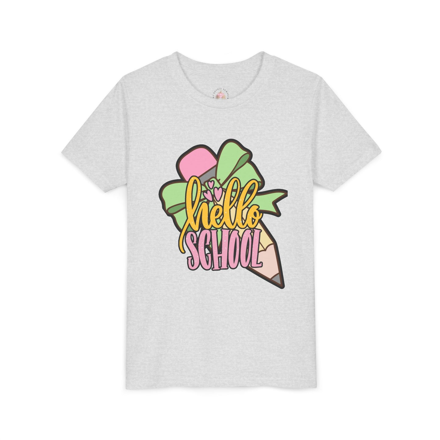 Girl's Youth Short Sleeve Tee - Hello School Design
