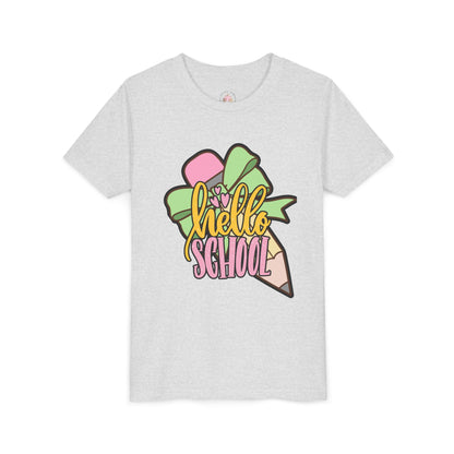 Girl's Youth Short Sleeve Tee - Hello School Design