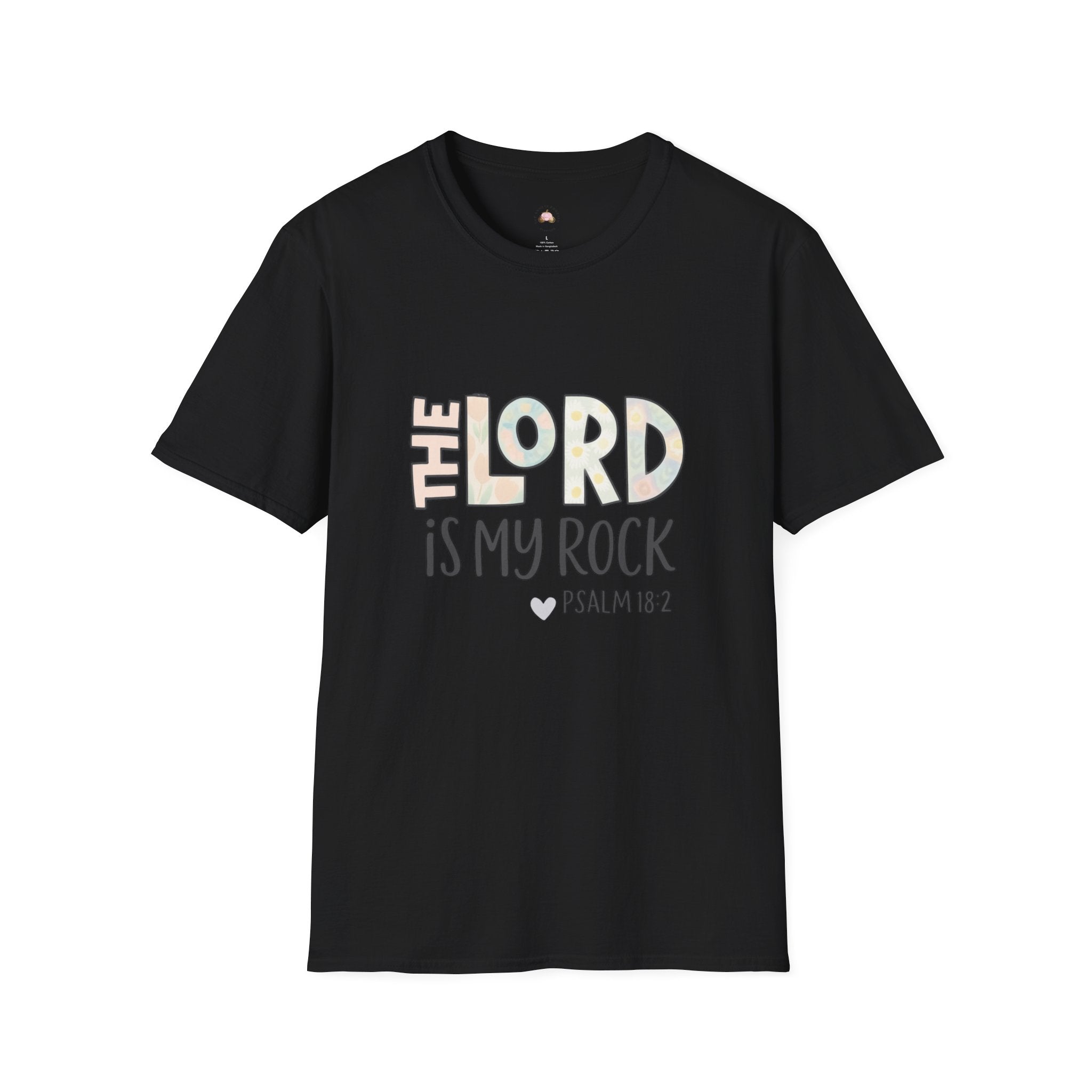 Christian T-Shirt — “The Lord Is My Rock” Psalm 18:2 Inspirational Tee
