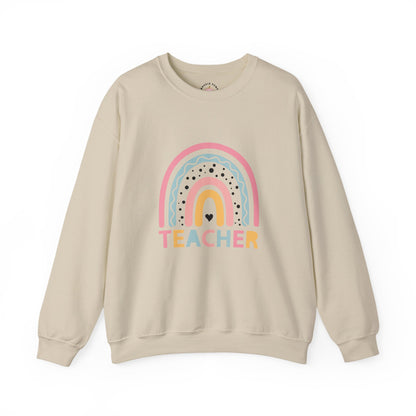 Rainbow Teacher Crewneck Sweatshirt - Cozy Gift for Educators, Back to School, Teacher Appreciation, Classroom Wear, Cute Sweatshirt