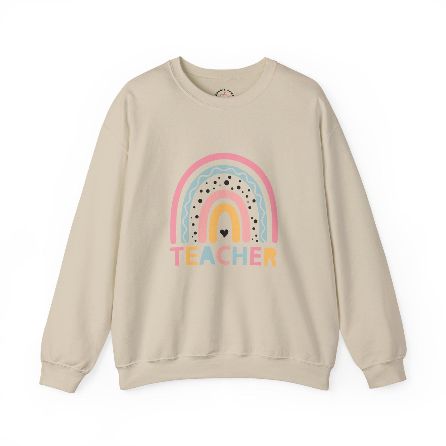 Rainbow Teacher Crewneck Sweatshirt - Cozy Gift for Educators, Back to School, Teacher Appreciation, Classroom Wear, Cute Sweatshirt