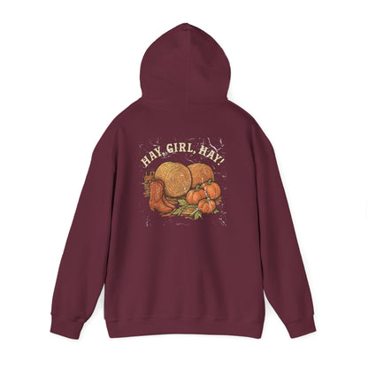 Hooded Sweatshirt - Hay, girl, hay - Cozy and Stylish Unisex Pullover - The Bougie Pumpkin Boutique