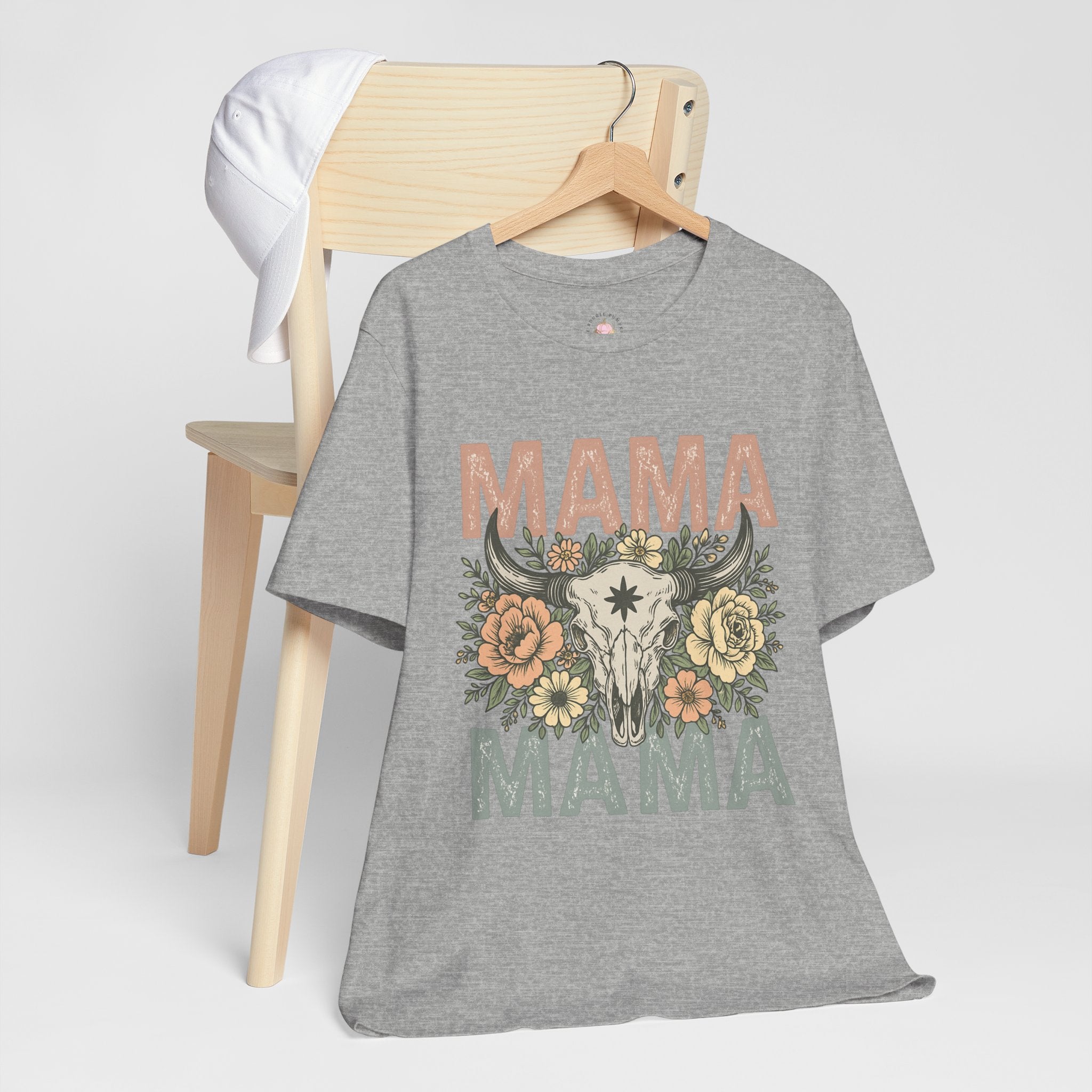 Mama Floral Skull Tee — Vintage Boho Mom T‑Shirt for Mother’s Day