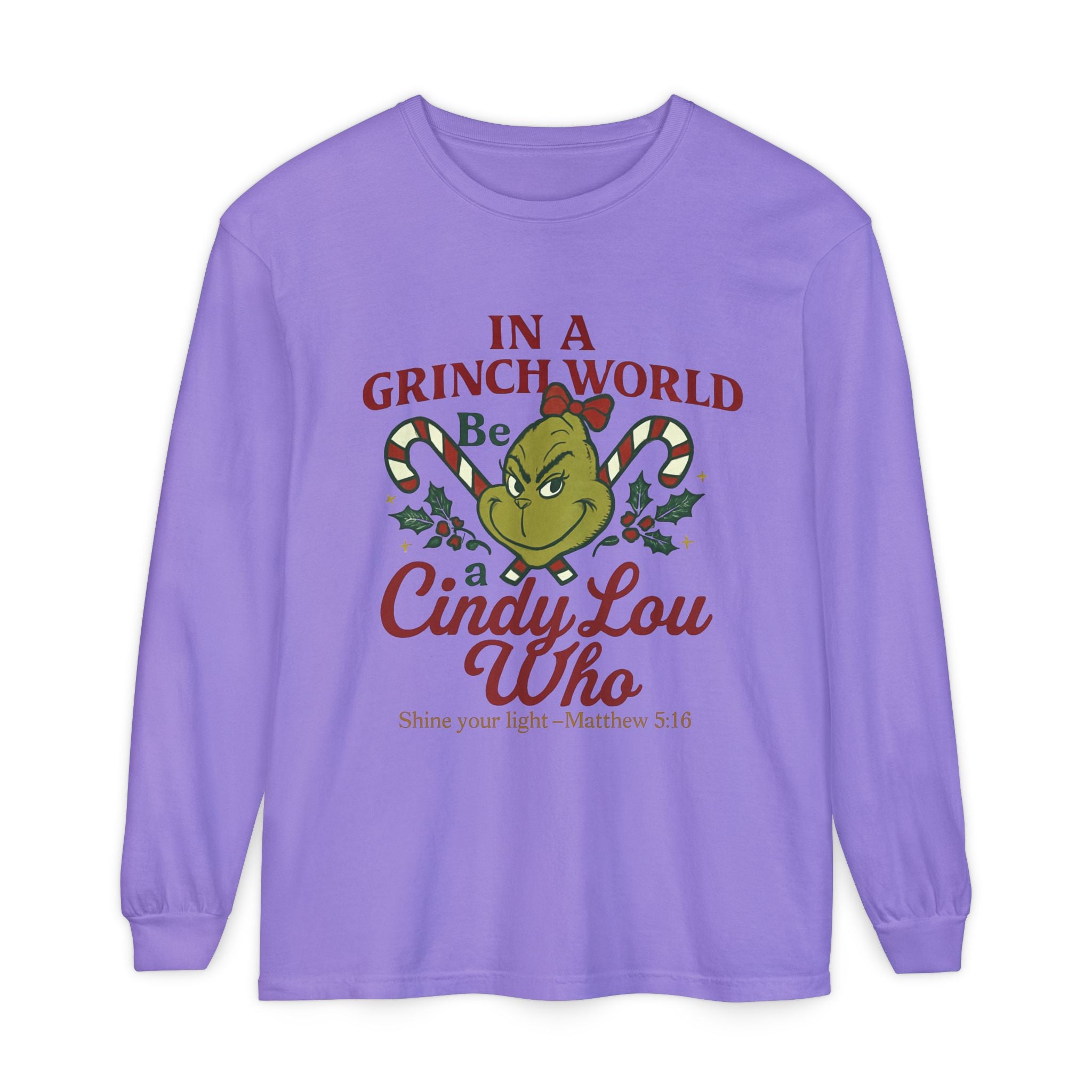 Christian Christmas Shirt – “Be a Cindy Lou Who” Inspired Holiday Tee | Matthew 5:16 | Bougie Pumpkin Boutique