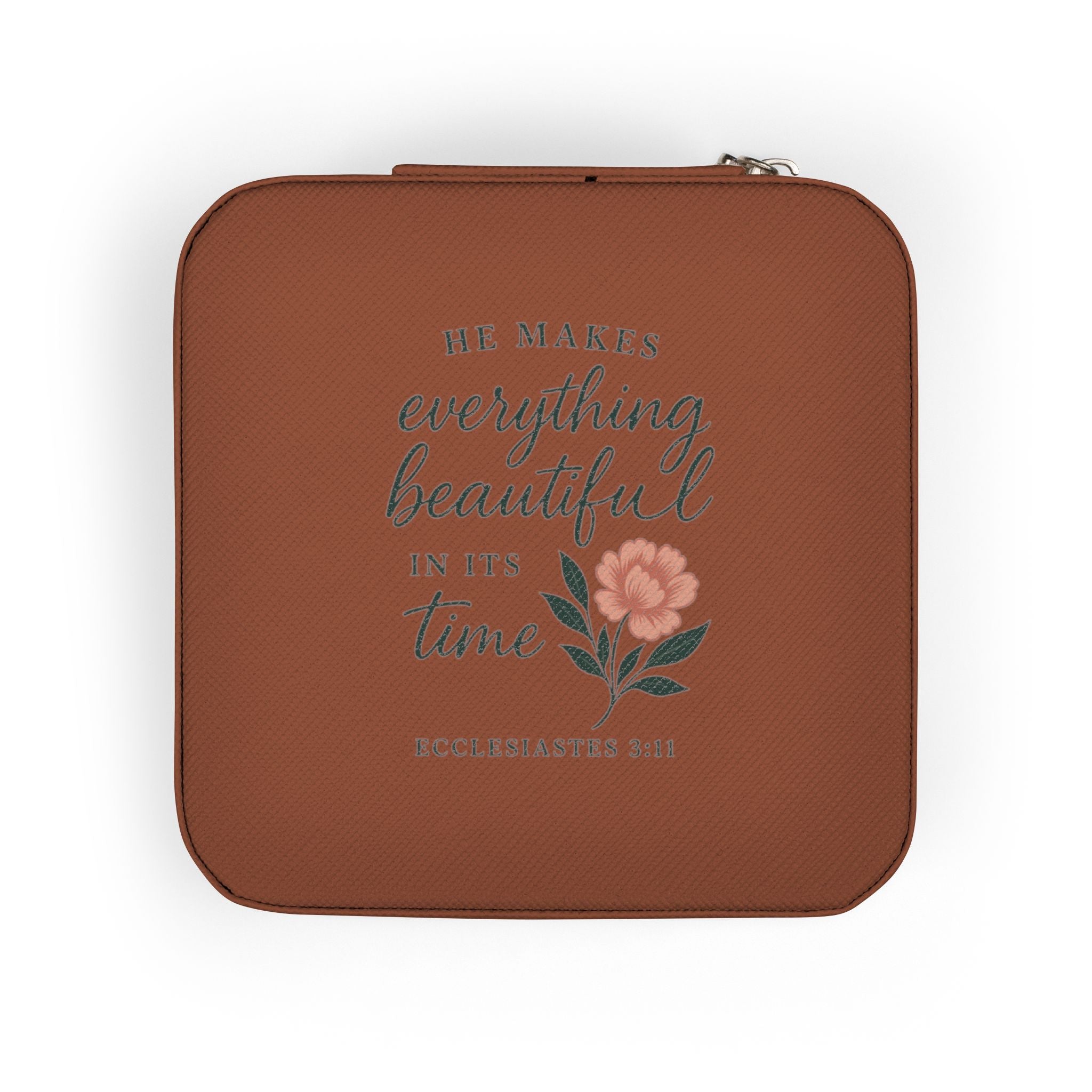 Rose Quote Jewelry Travel Case — Compact Organizer for Rings, Earrings & Necklaces