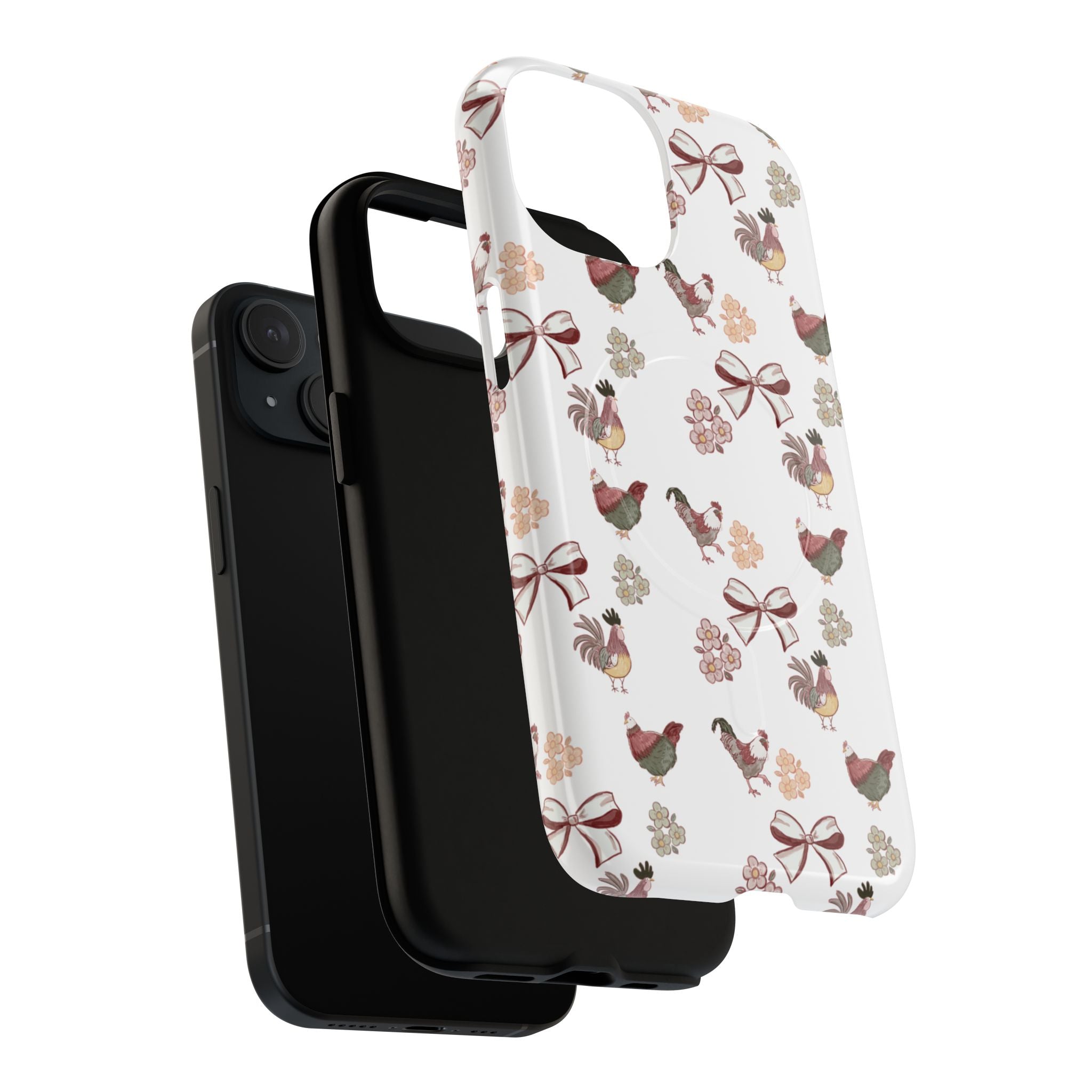Rooster Bow Floral Phone Case — Tough Magnetic Protective iPhone Cover