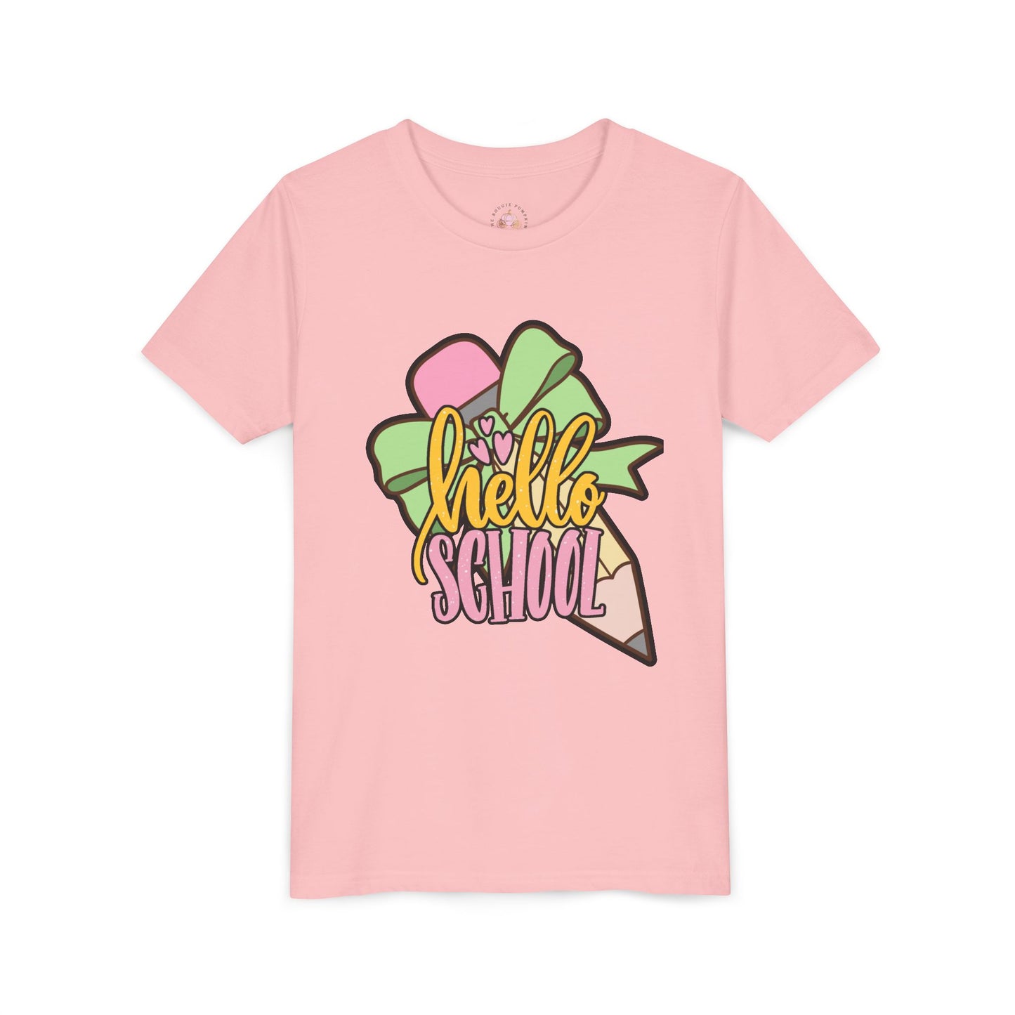 Girl's Youth Short Sleeve Tee - Hello School Design