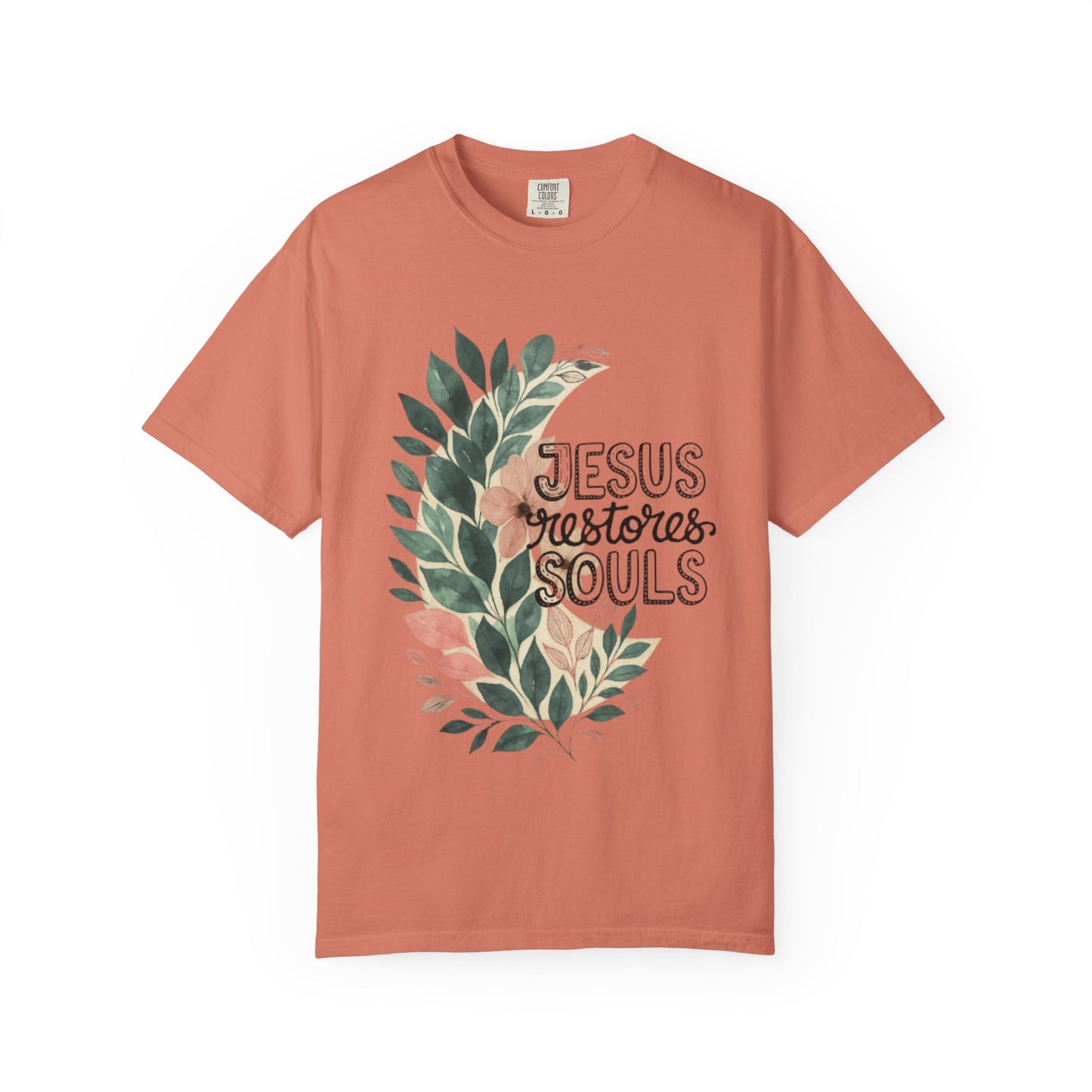 Floral Christian T-Shirt - Jesus Restores My Soul